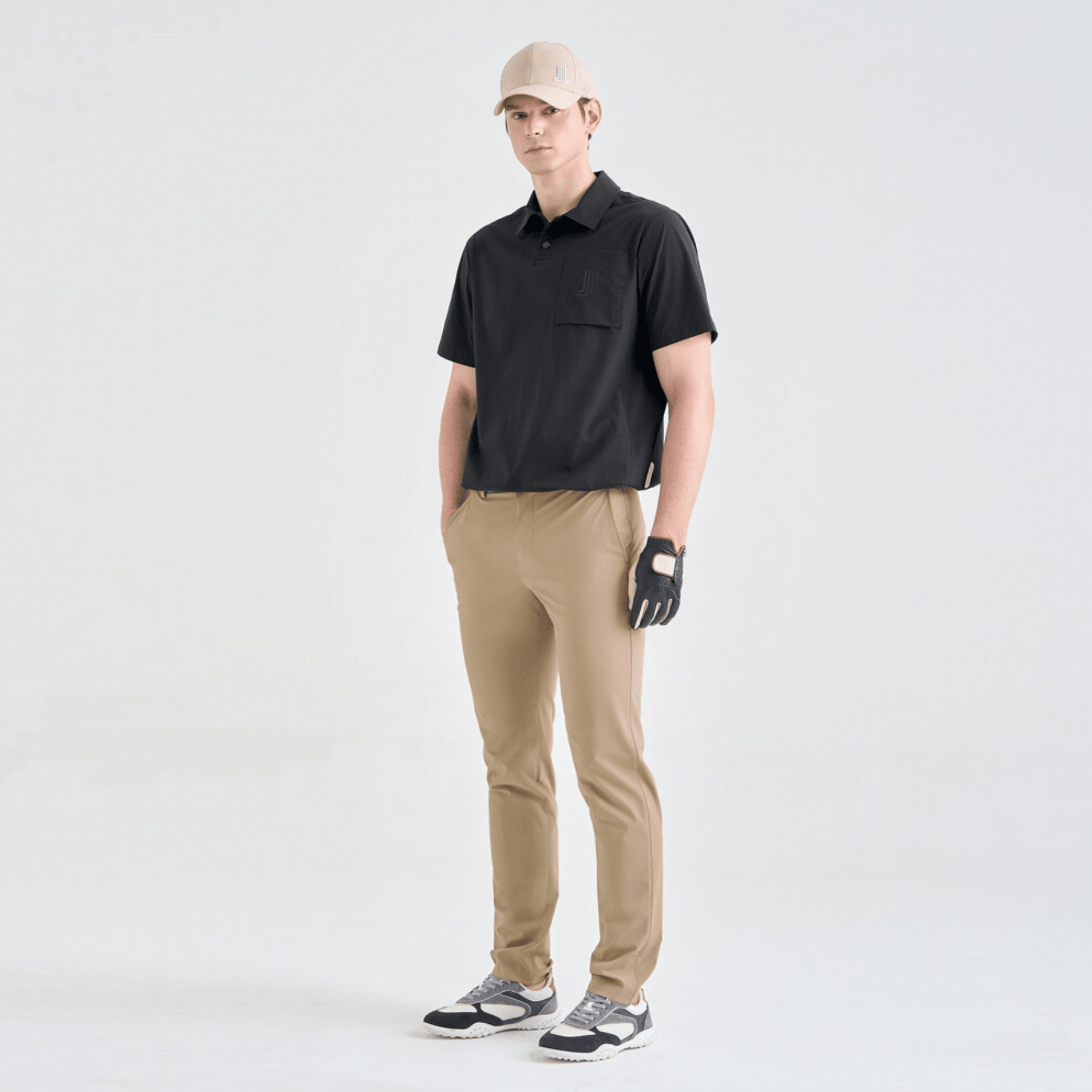 Men's Drawstring Polo - Black - Erthe Golf