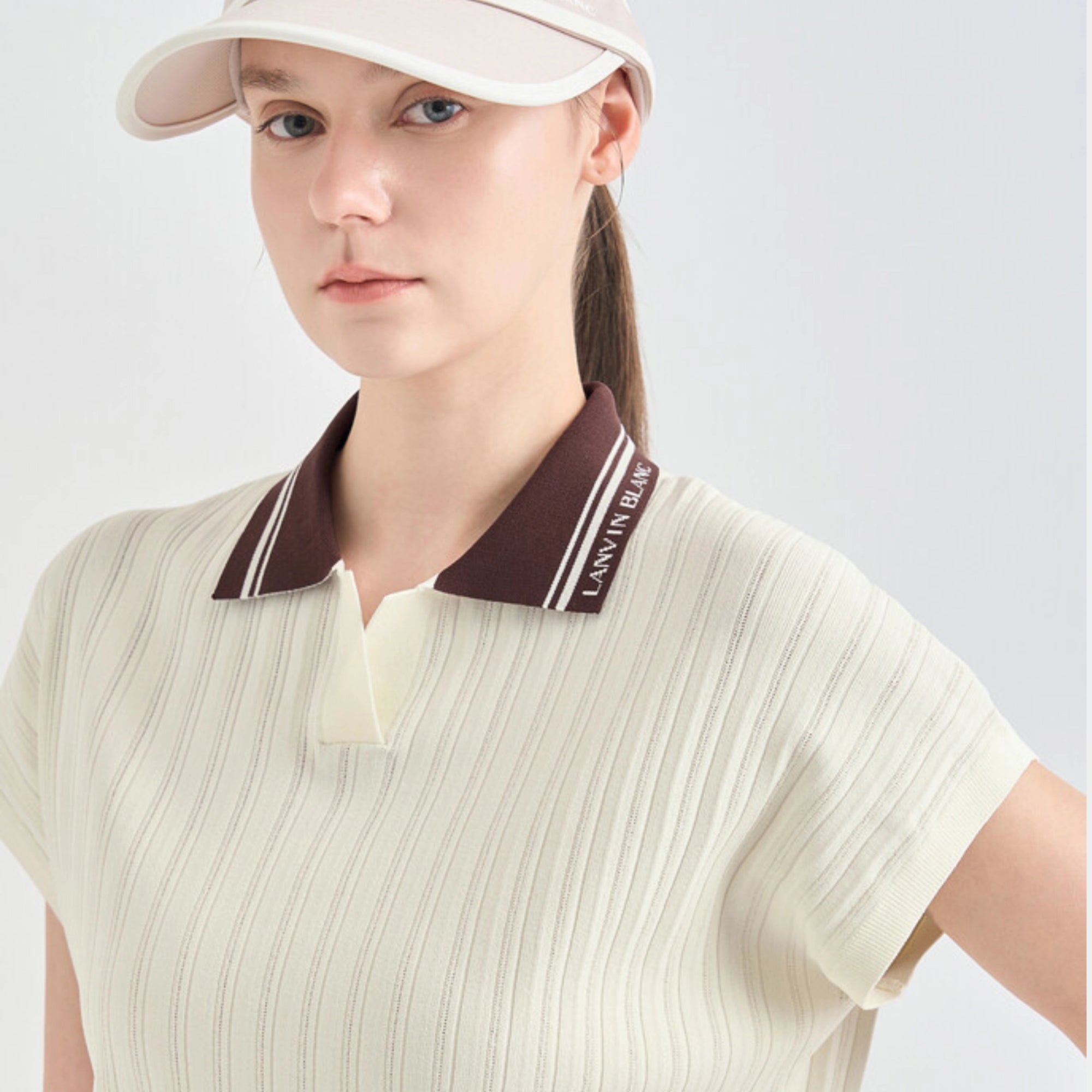 Women's Color - Block Knit Top - Ivory - Erthe Golf