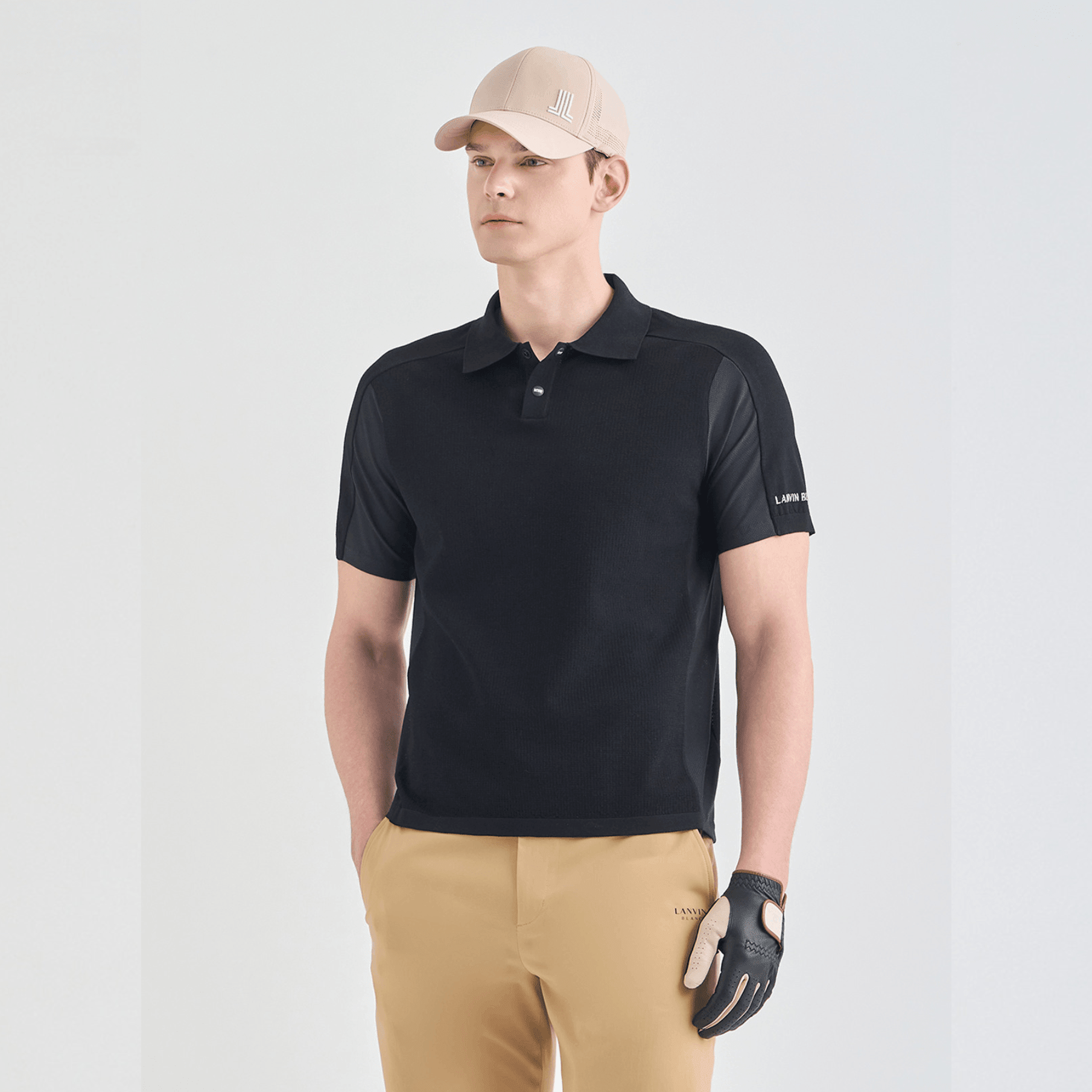 Men's Mesh Knit Polo - Black - Erthe Golf