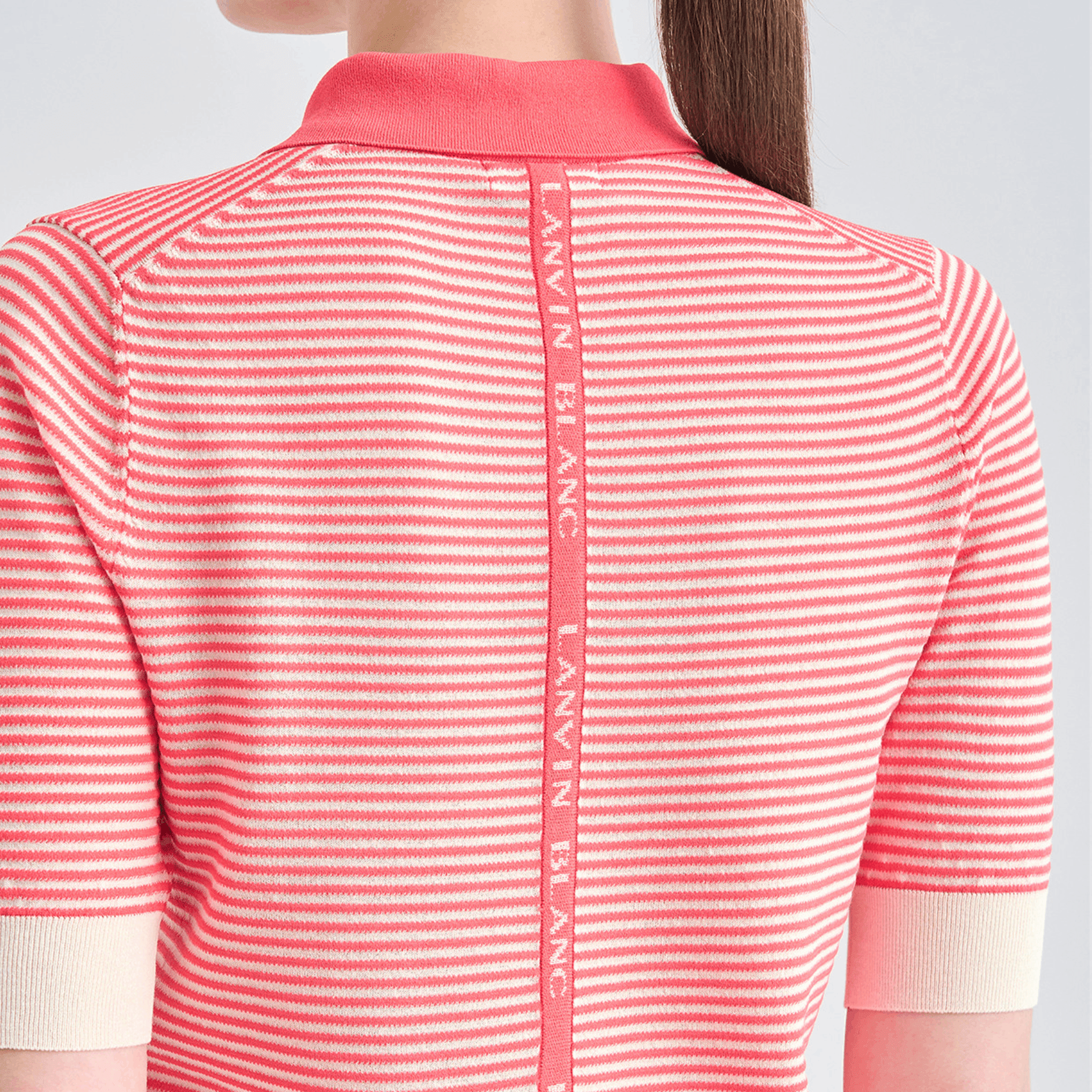 Women's Striped Collar Polo - Red - Erthe Golf
