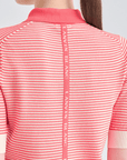 Women's Striped Collar Polo - Red - Erthe Golf