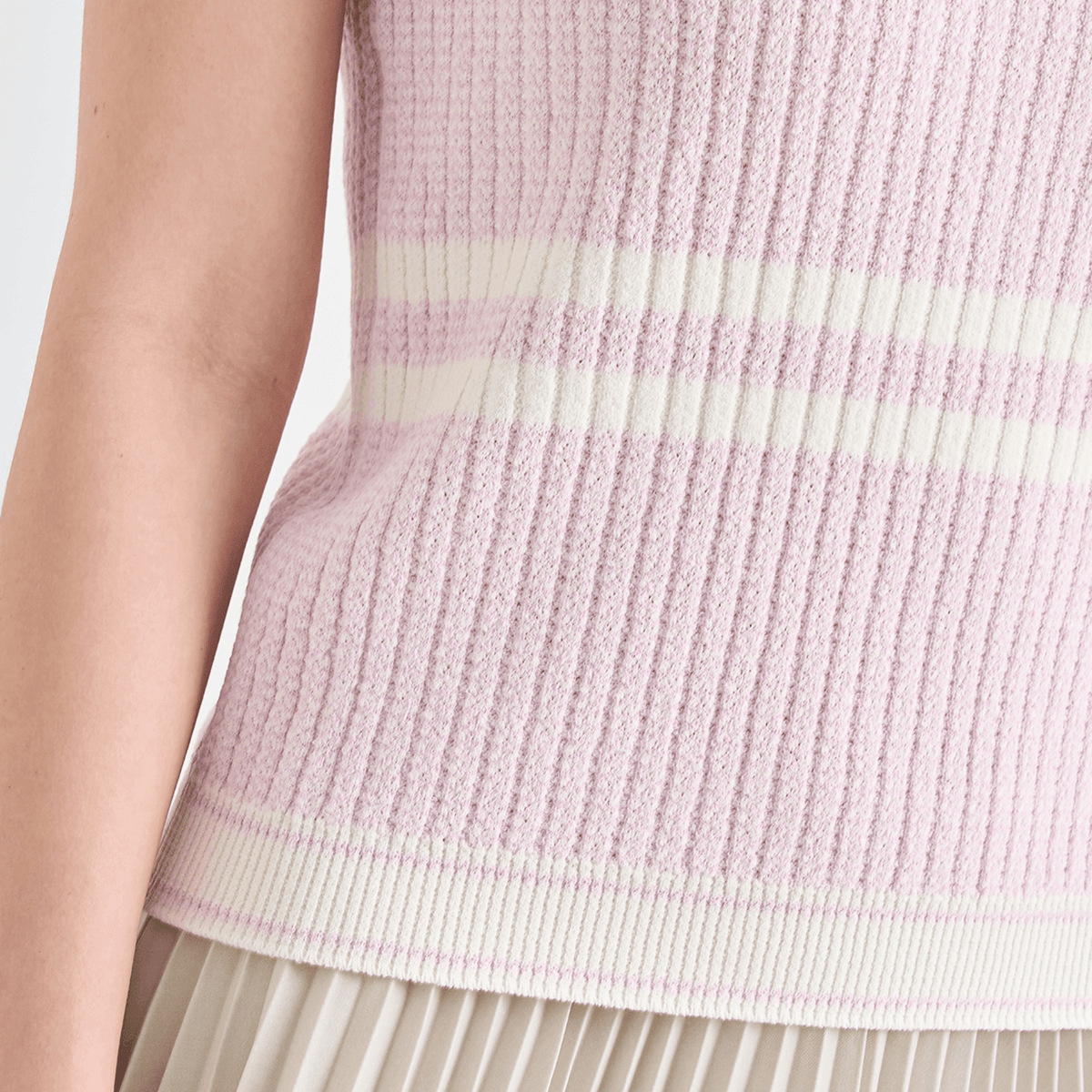 Women's Wool Ribbed Knit Top - Lilac - Erthe Golf