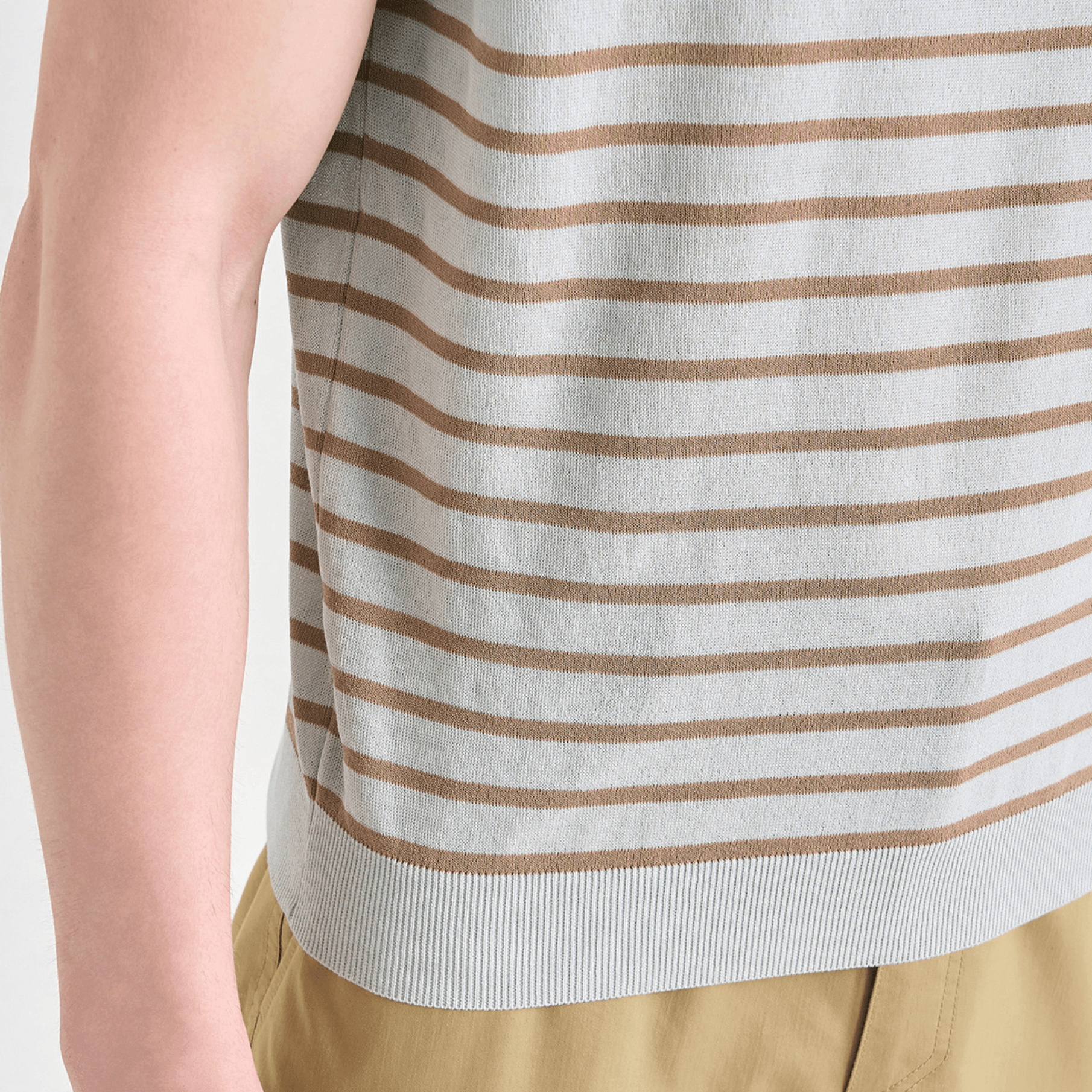 Men's Striped Collar Polo - Light Grey - Erthe Golf