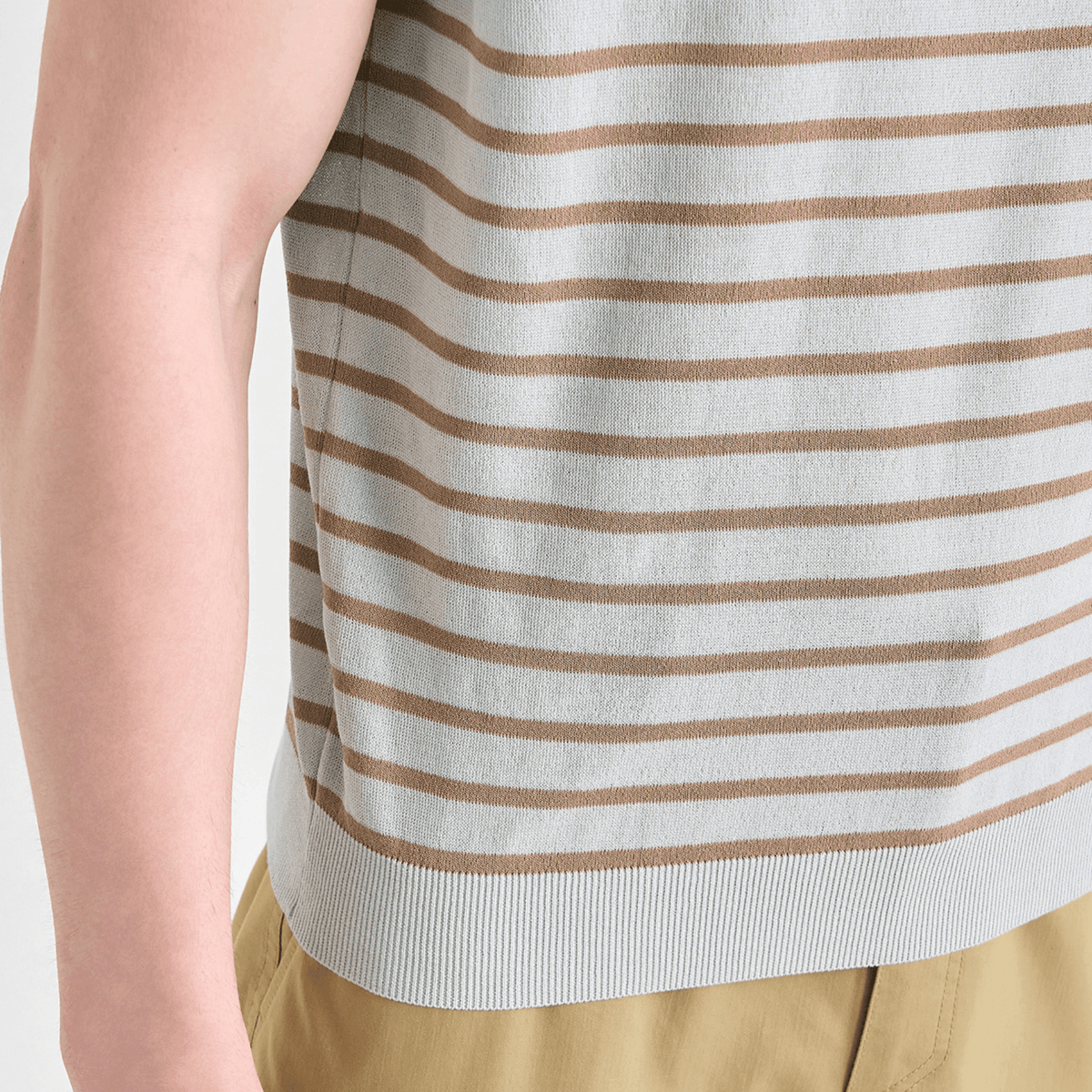 Men's Striped Collar Polo - Light Grey - Erthe Golf