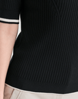 Women's Ribbed Knit Polo - Black - Erthe Golf
