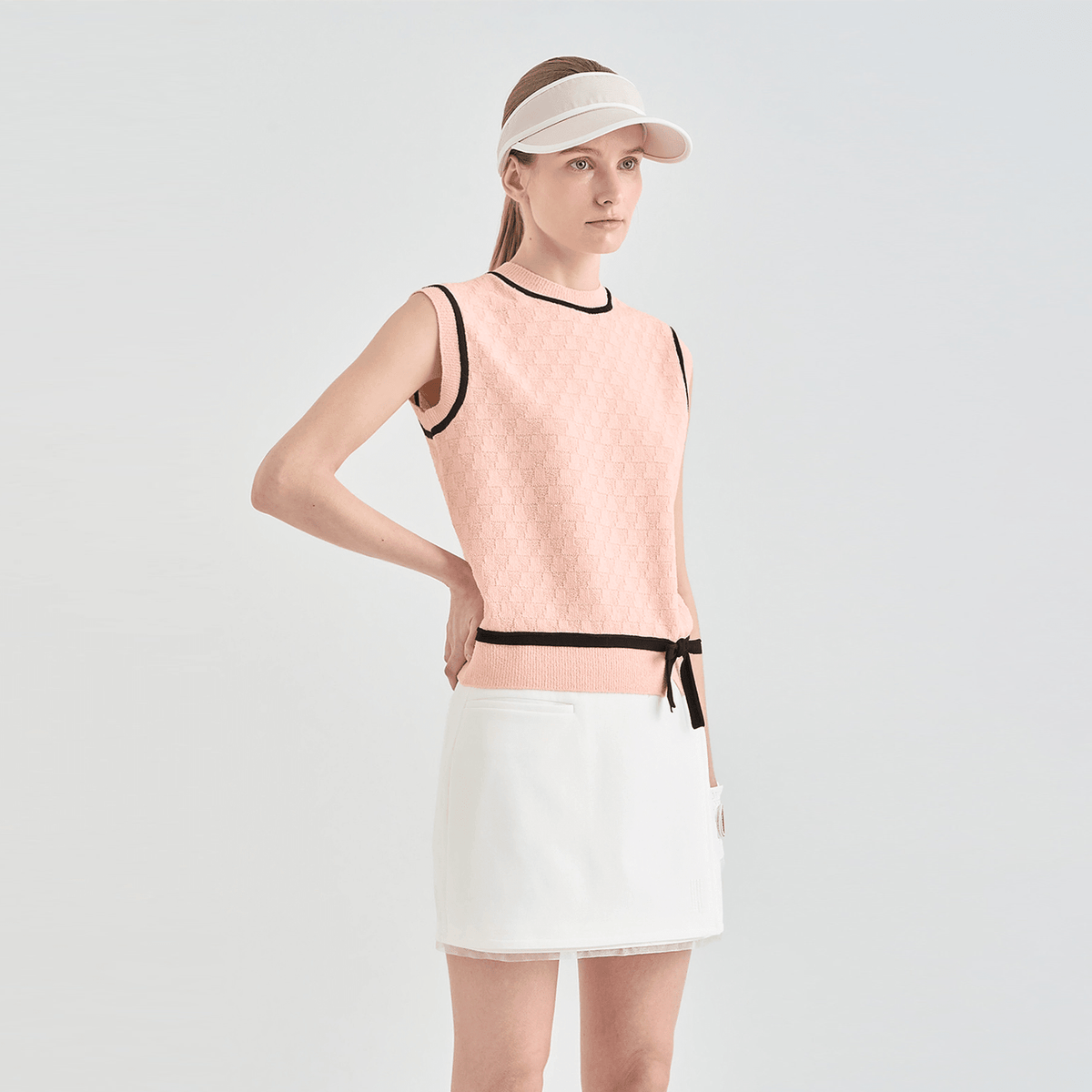 Women's Ribbon Knit Vest - Coral - Erthe Golf