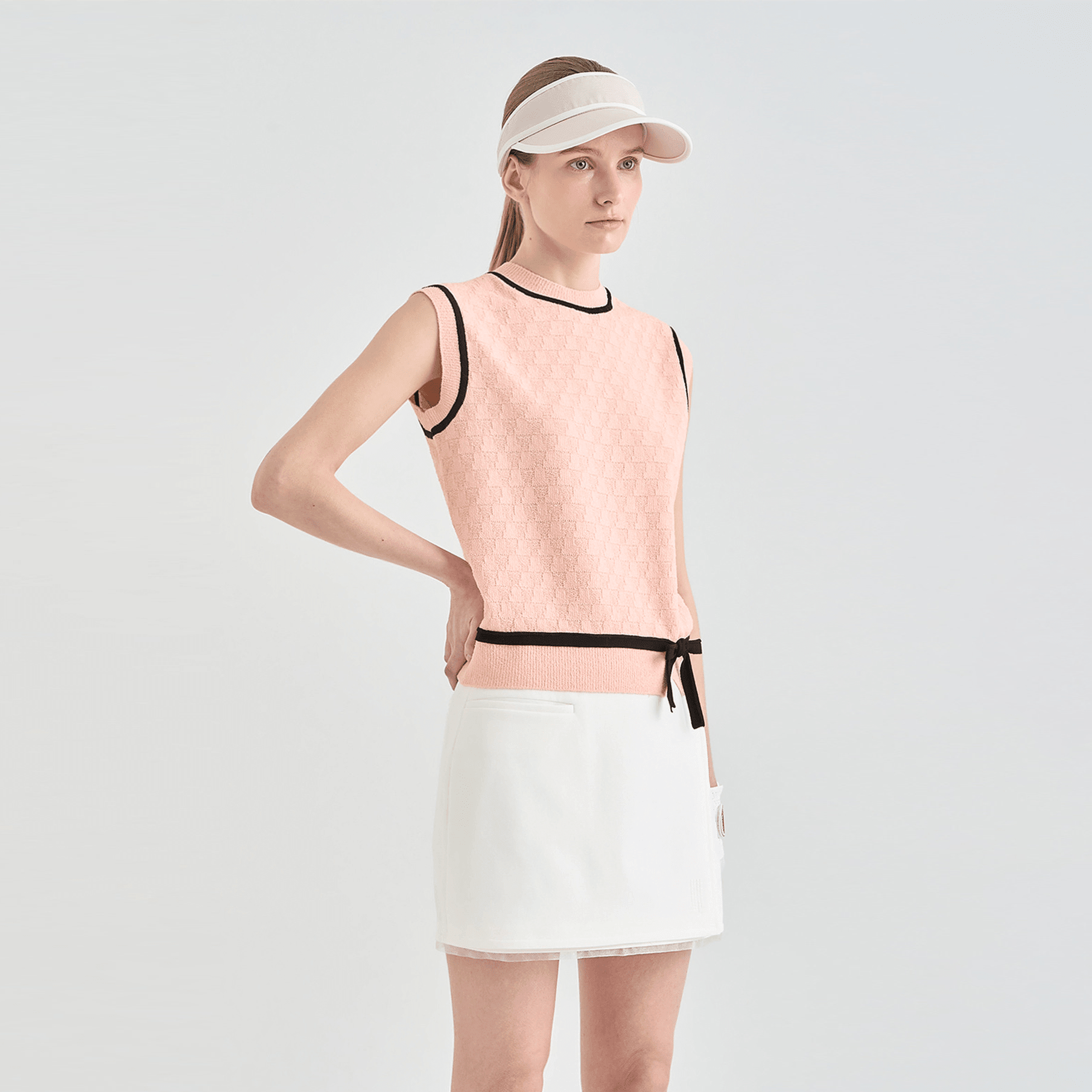 Women's Ribbon Knit Vest - Coral - Erthe Golf