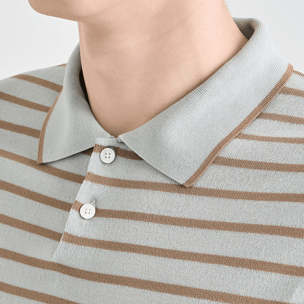 Men's Striped Collar Polo - Light Grey - Erthe Golf