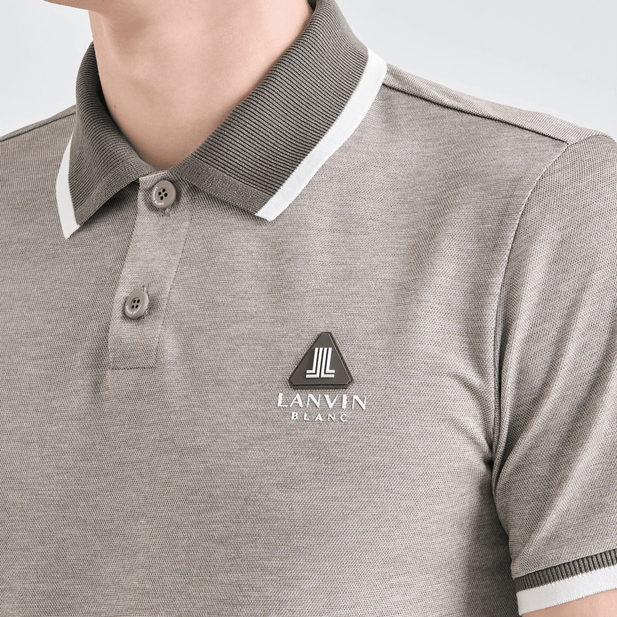 Men's Contrast Panel Polo - Taupe Grey - Erthe Golf
