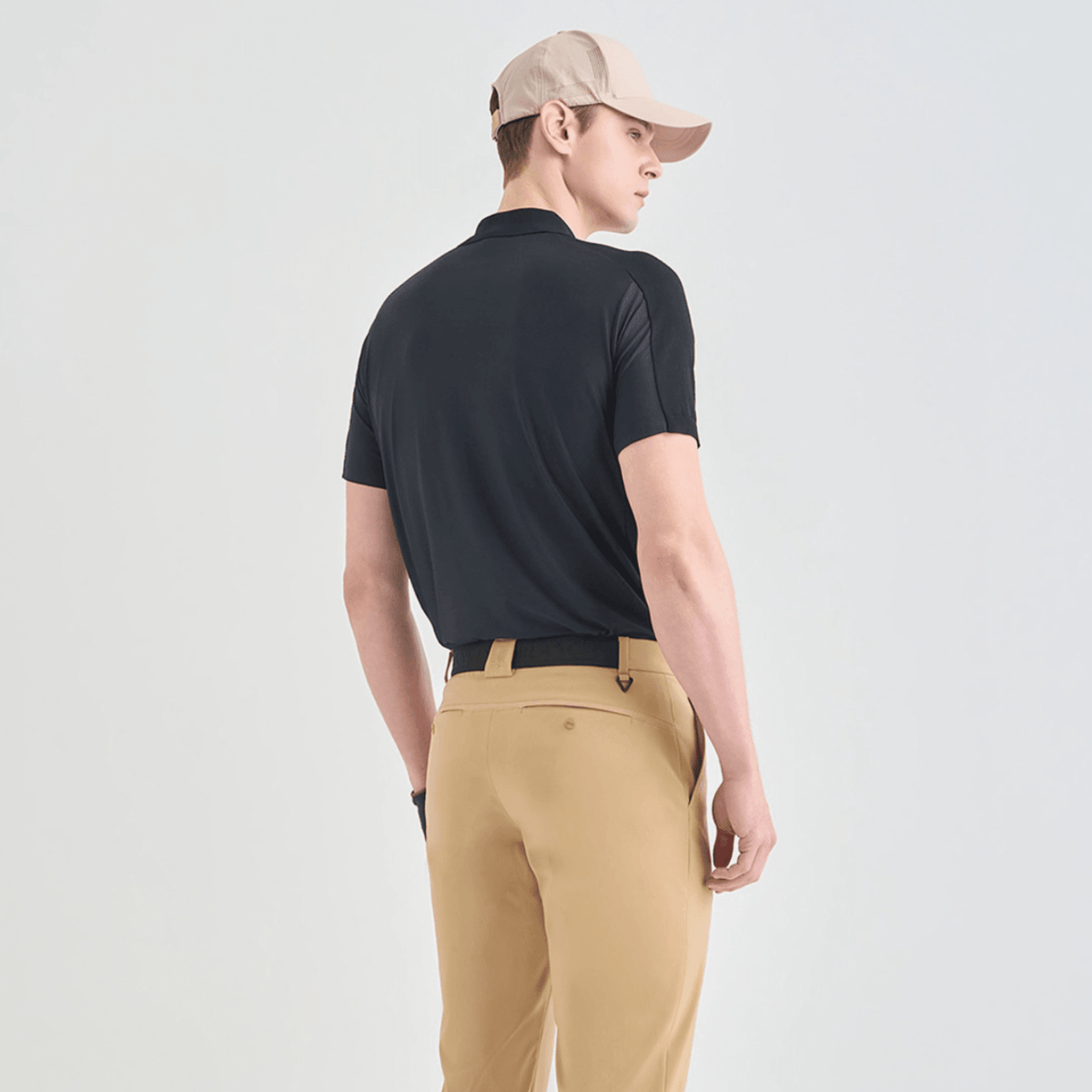 Men's Mesh Knit Polo - Black - Erthe Golf