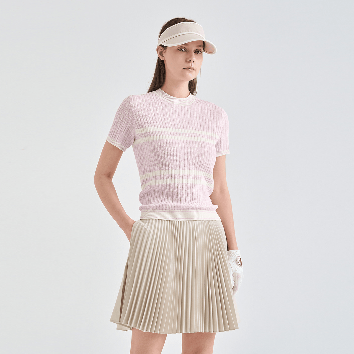 Women's Wool Ribbed Knit Top - Lilac - Erthe Golf