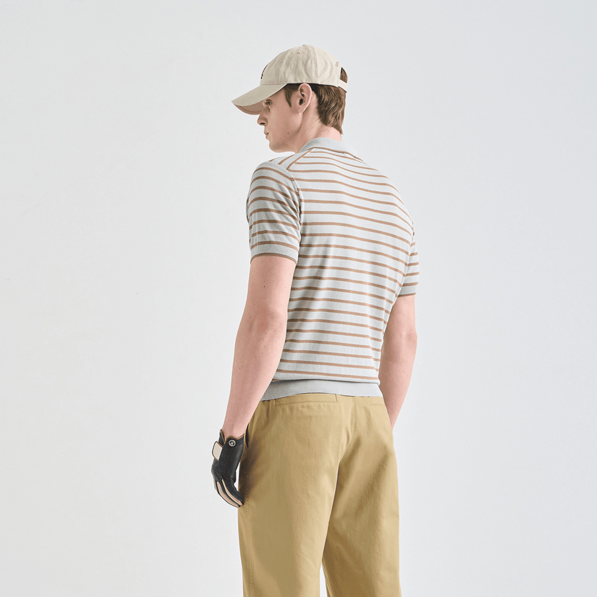 Men's Striped Collar Polo - Light Grey - Erthe Golf