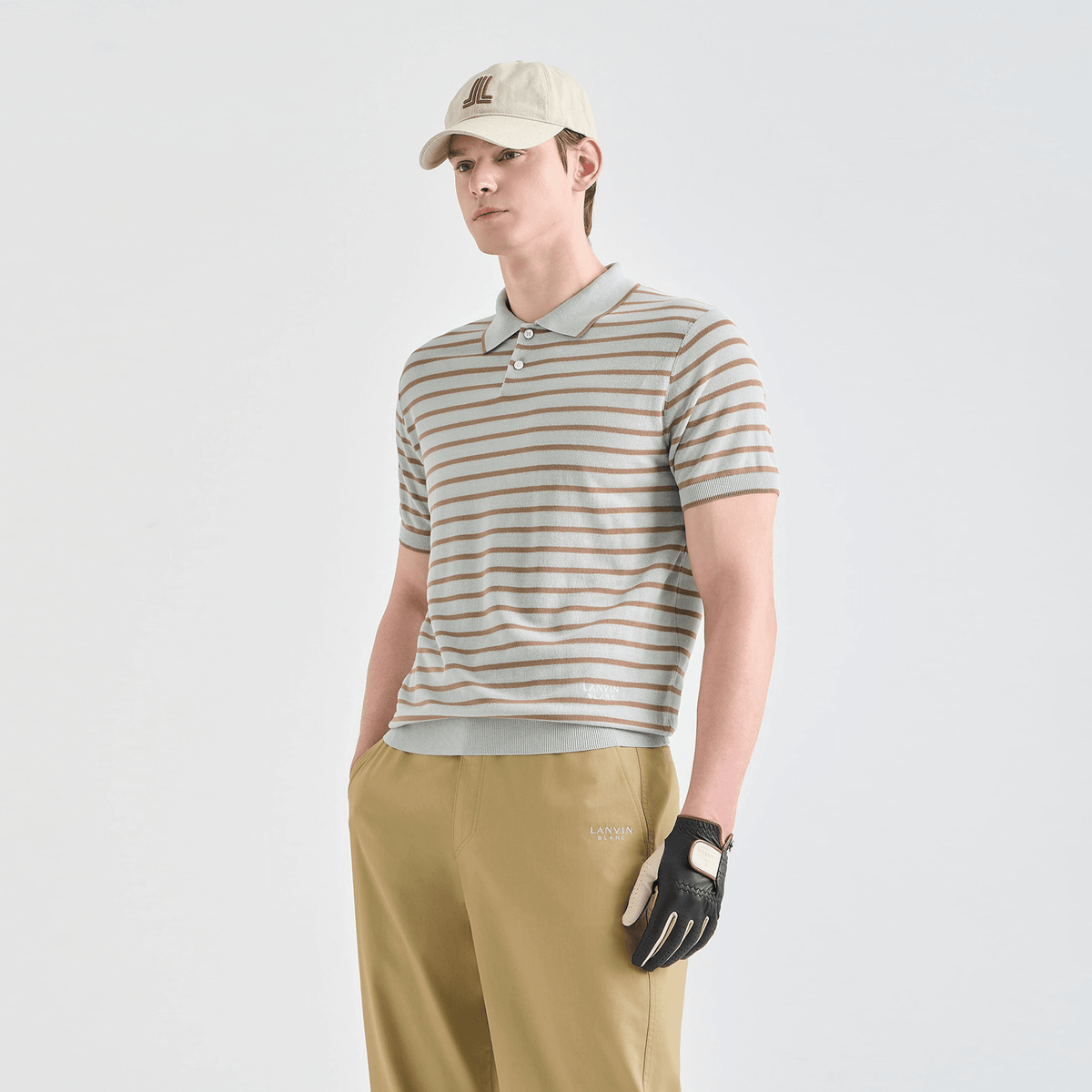Men's Striped Collar Polo - Light Grey - Erthe Golf