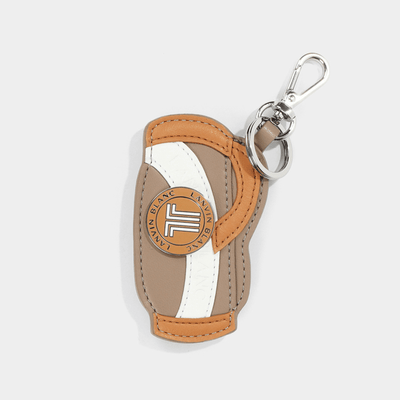 Leather Ball Marker Keyring - Taupe - Erthe Golf