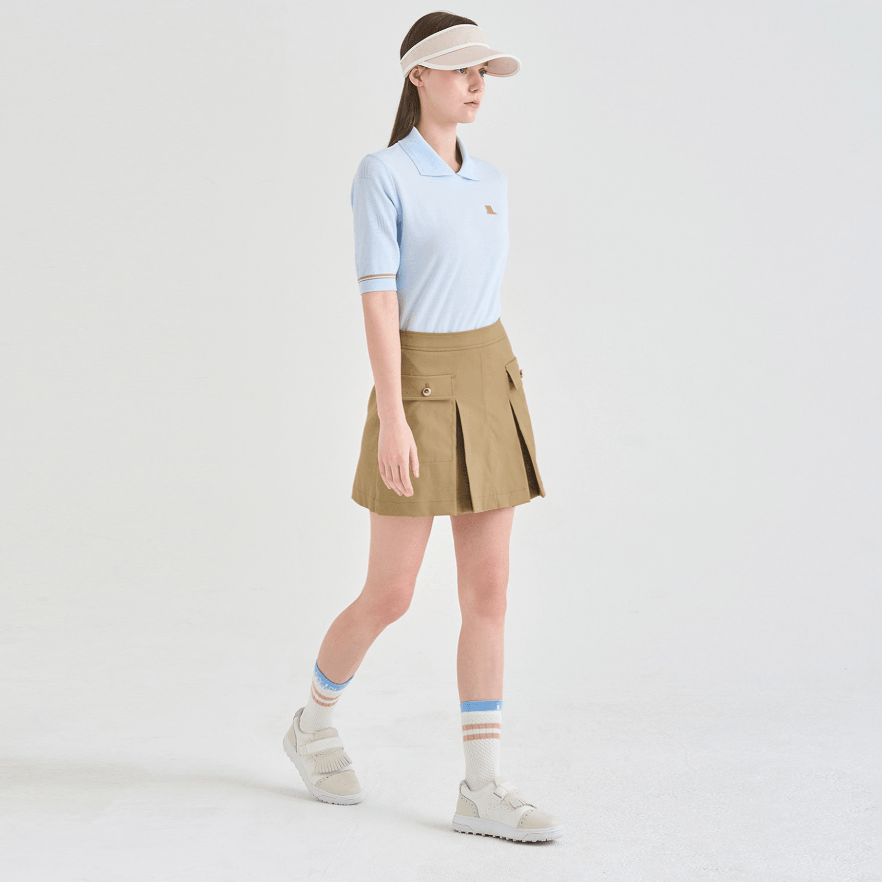 Women's Elastic Waist Shorts - Beige - Erthe Golf