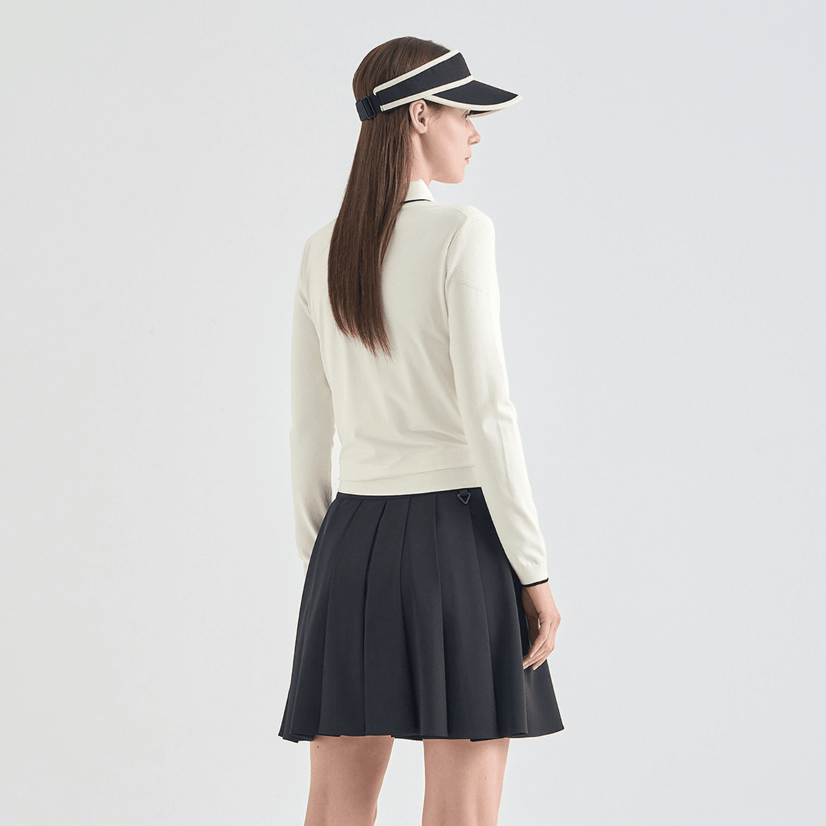 Women's Contrast Pane Knit Polo - Off White - Erthe Golf