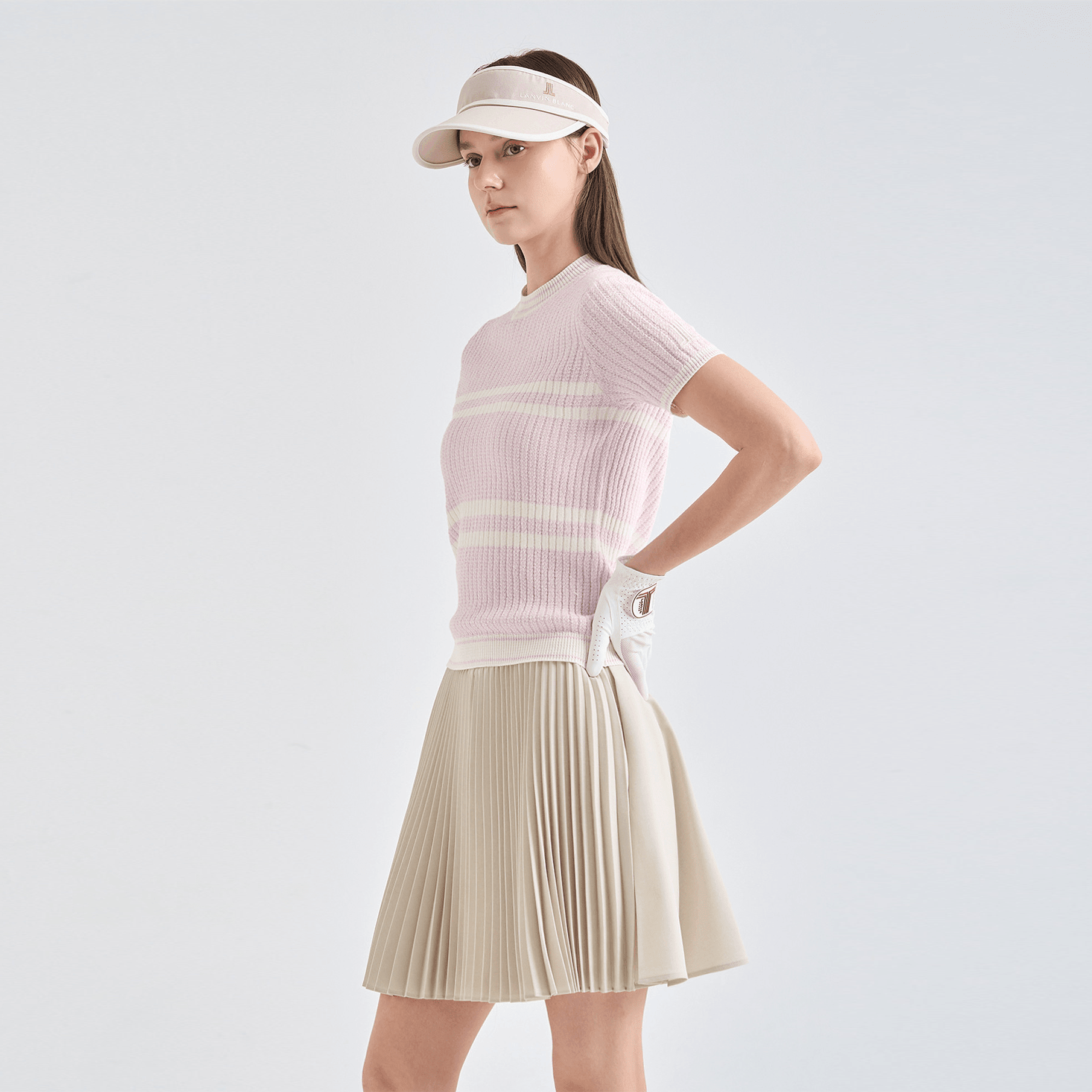 Women's Wool Ribbed Knit Top - Lilac - Erthe Golf