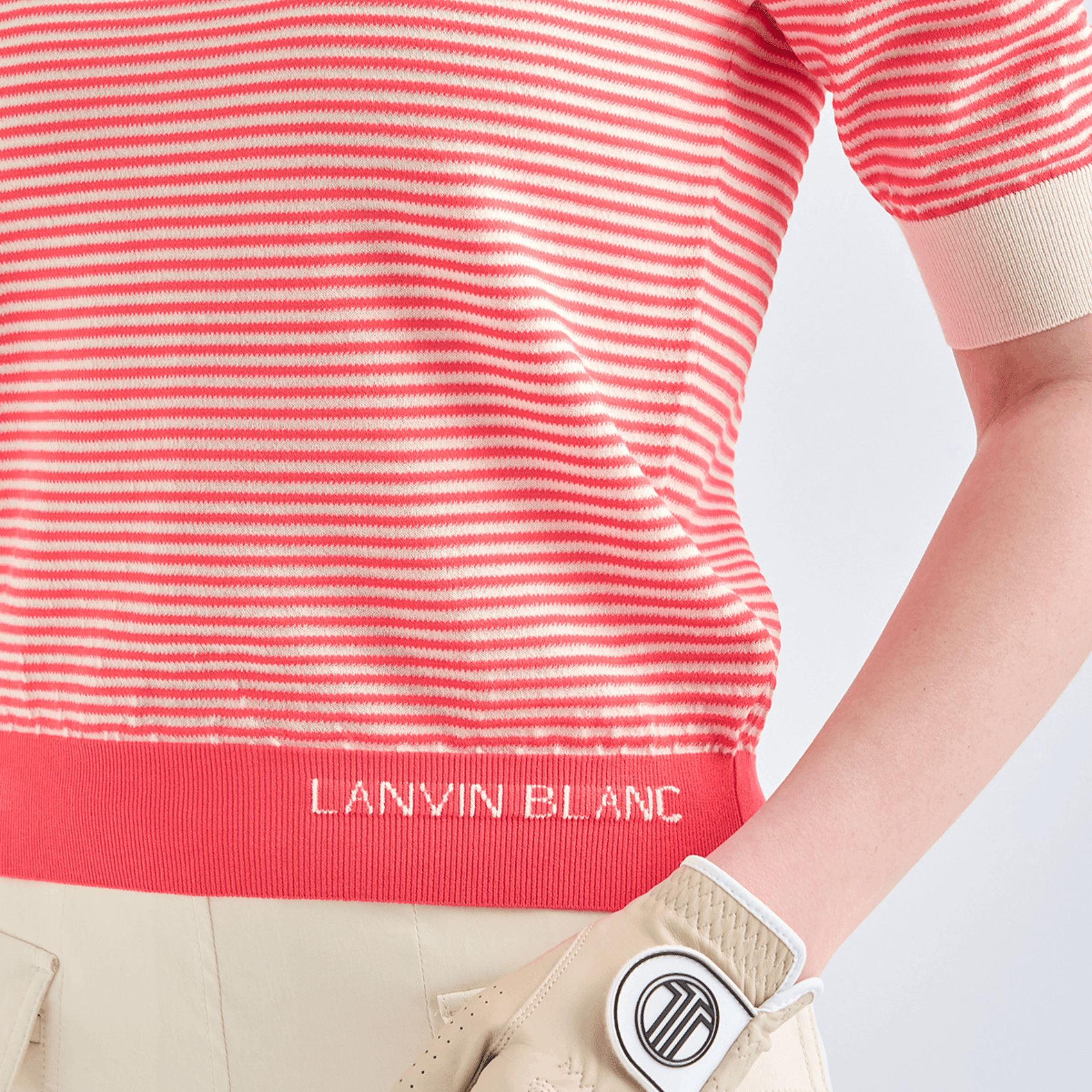 Women's Striped Collar Polo - Red - Erthe Golf