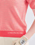 Women's Striped Collar Polo - Red - Erthe Golf