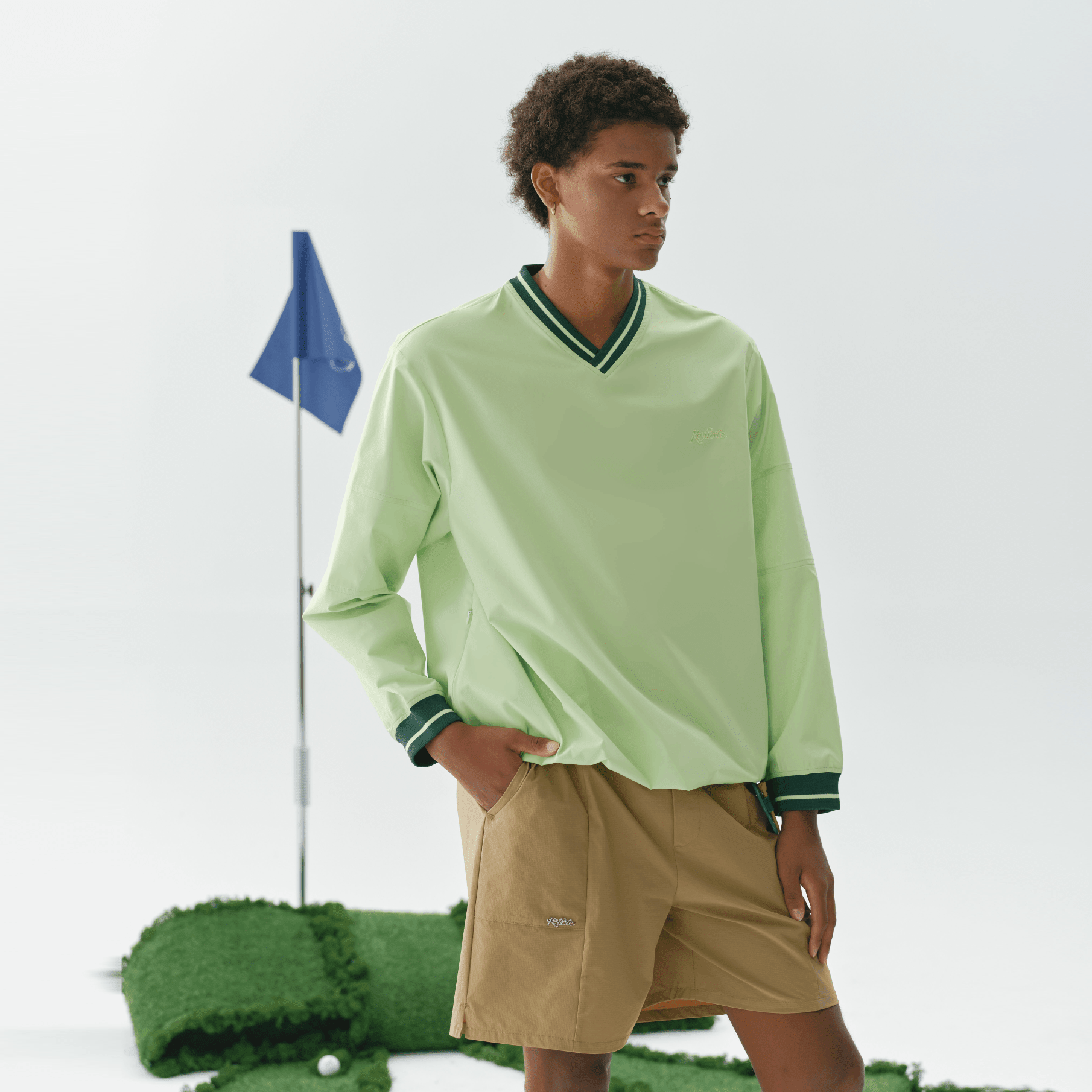 Men's V - neck Pullover - Mint Green - Erthe Golf