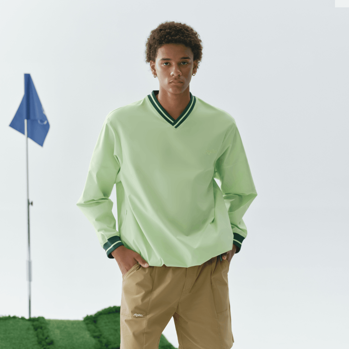 Men's V - neck Pullover - Mint Green - Erthe Golf