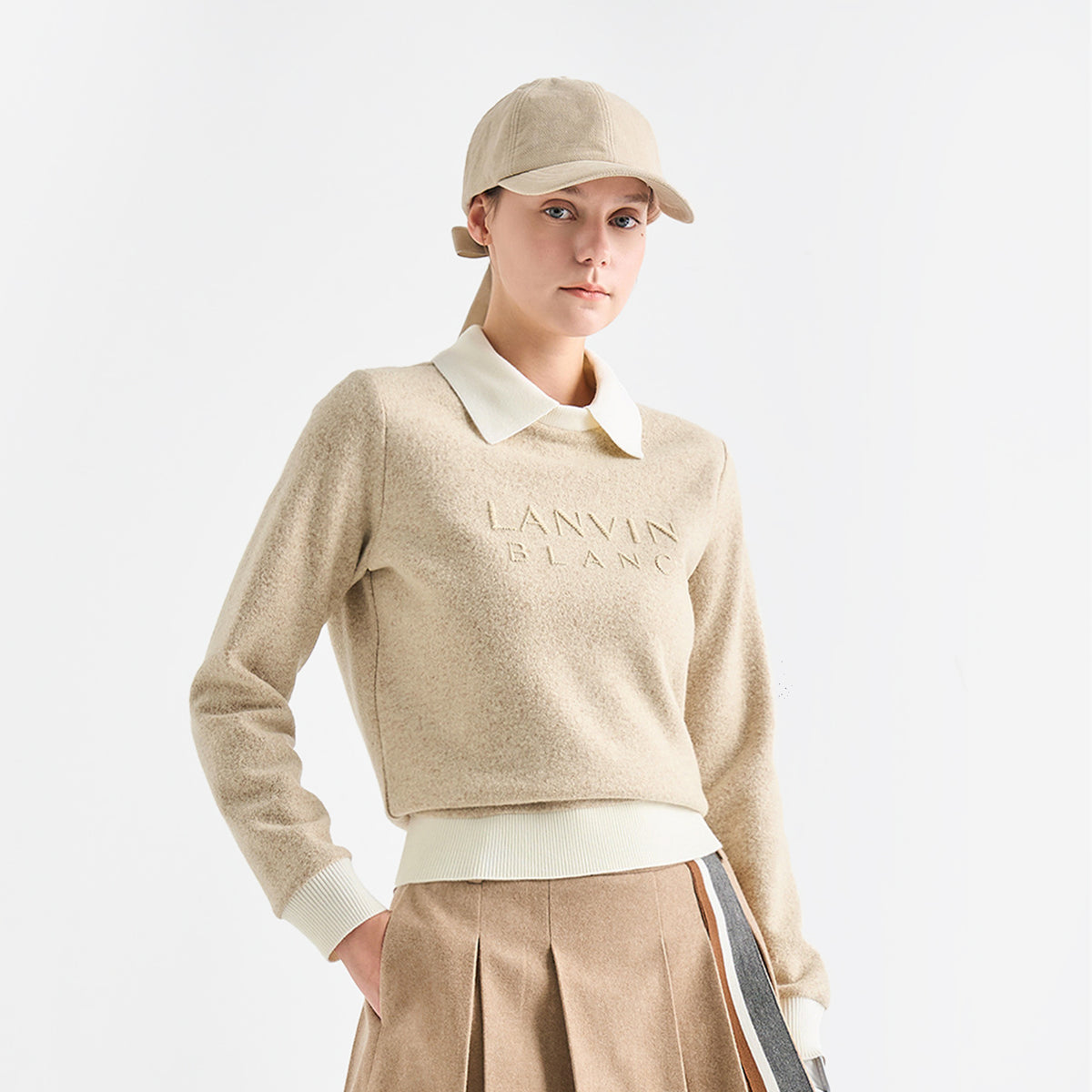 Lanvin Blanc Womens Camel Golf Sweater Premium Knit Erthe Golf