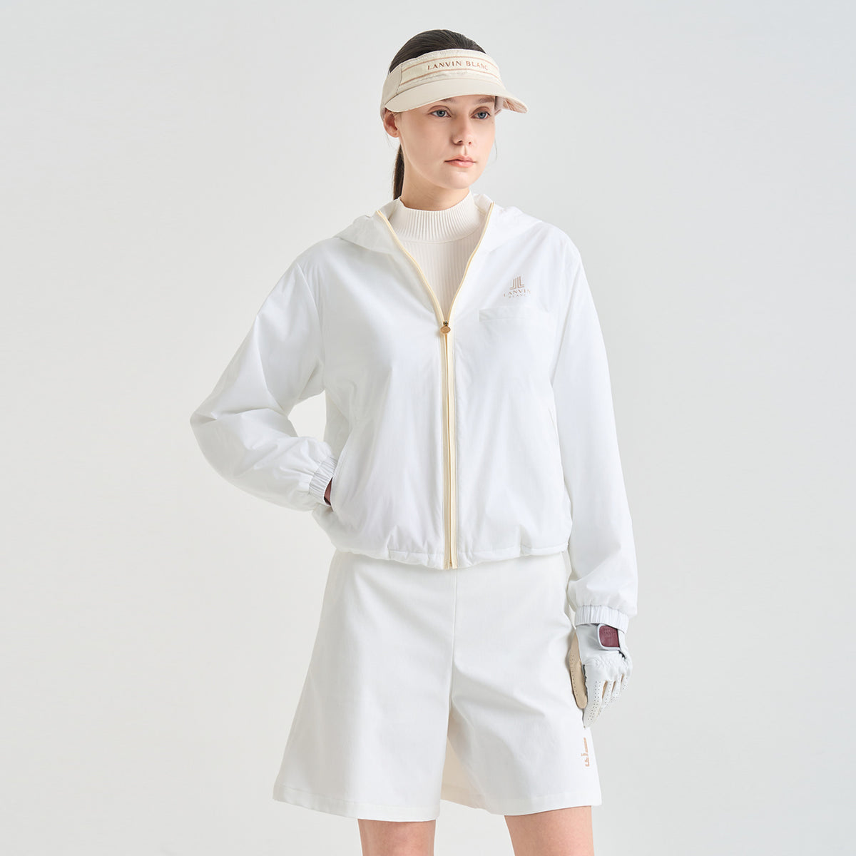 Lanvin Blanc Womens Hooded Golf Jumper Off White Luxury Performance