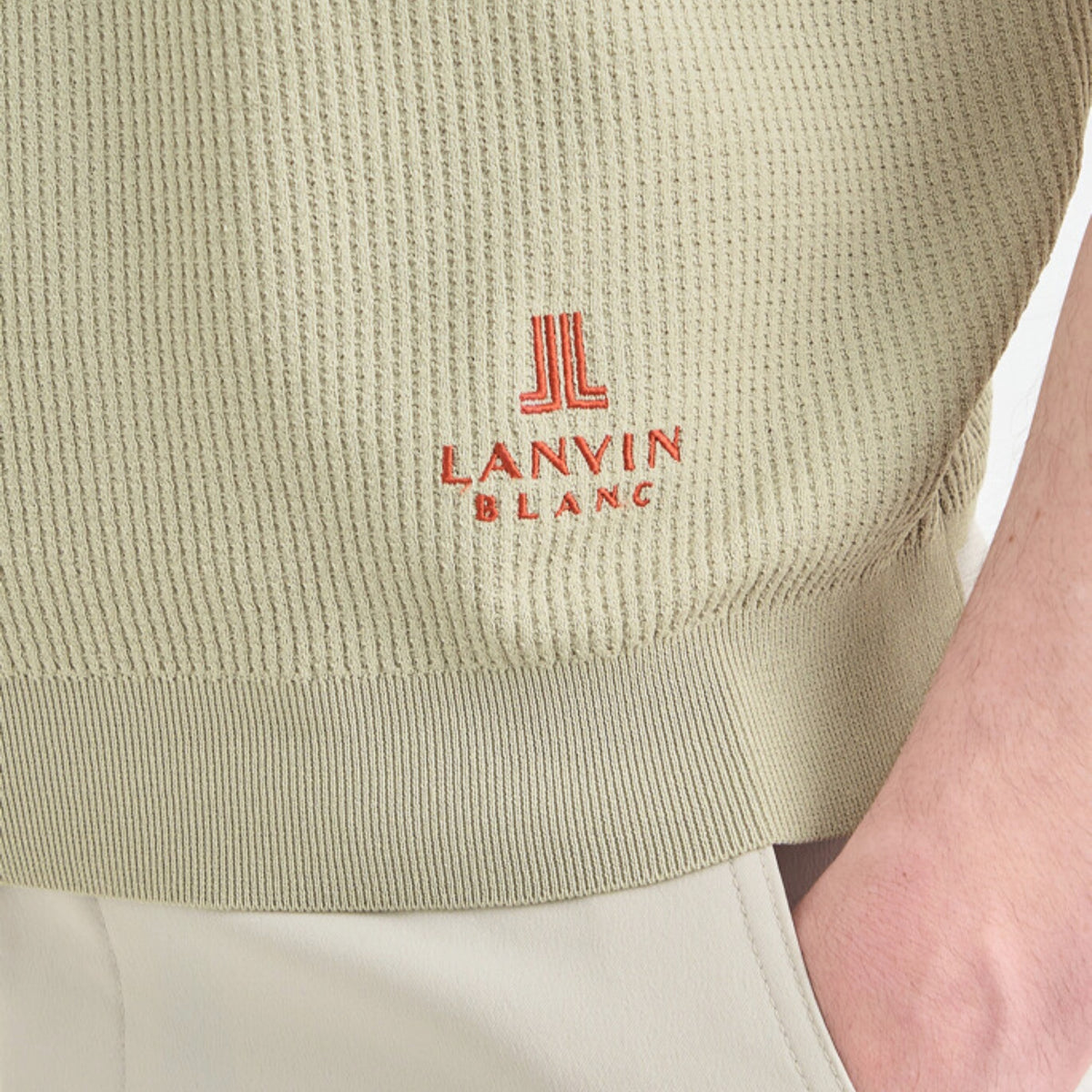 Men's Color - Line Ribbed Knit Top - Light Khaki - Erthe Golf