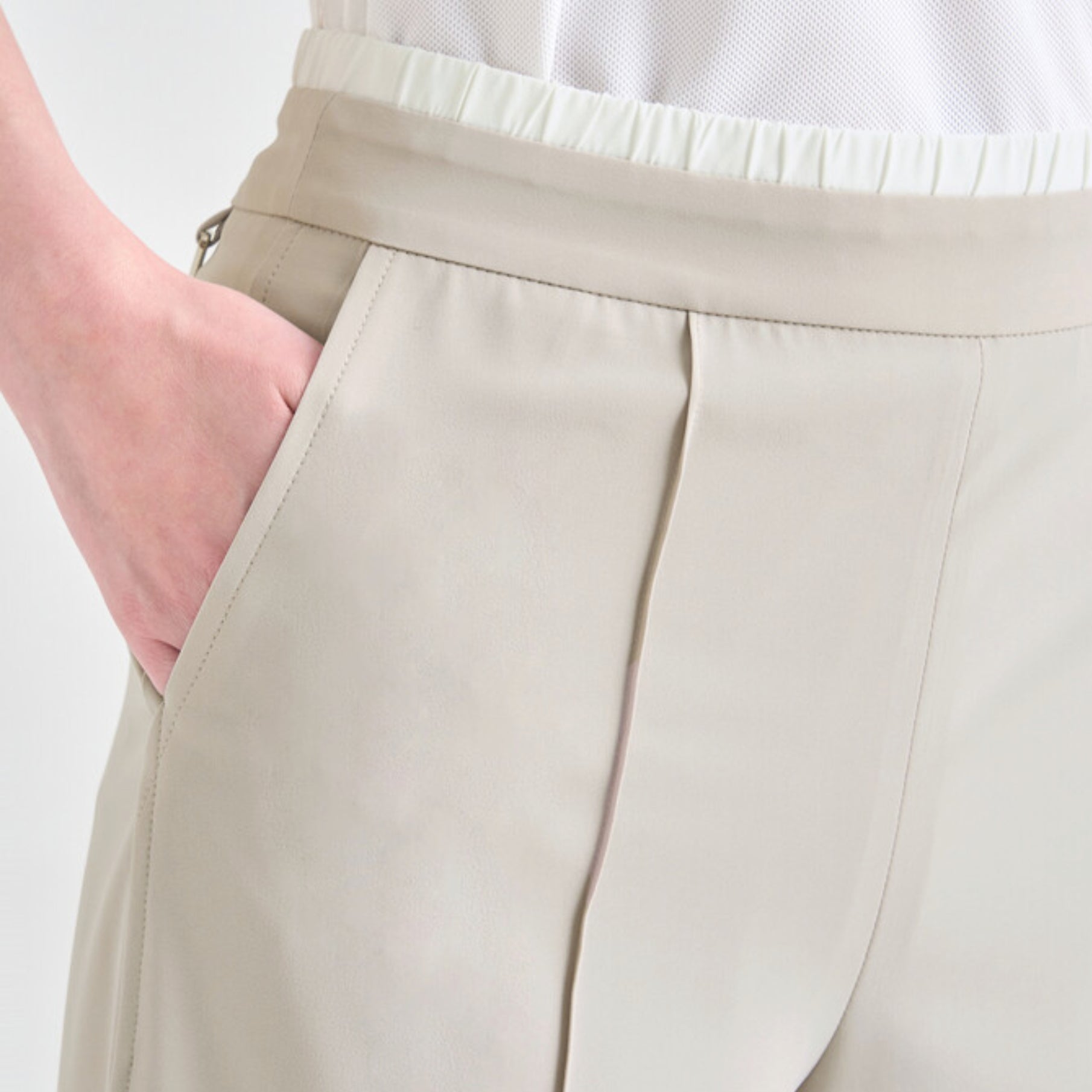 Women's Banded Wide - Leg Pants - Greige - Erthe Golf
