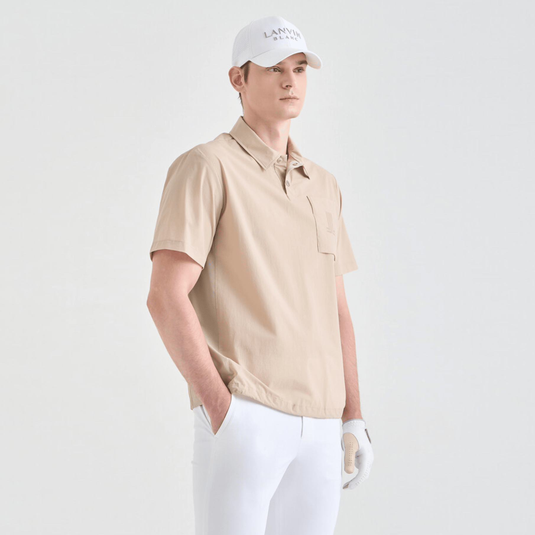 Men's Drawstring Polo - Sepia Beige - Erthe Golf