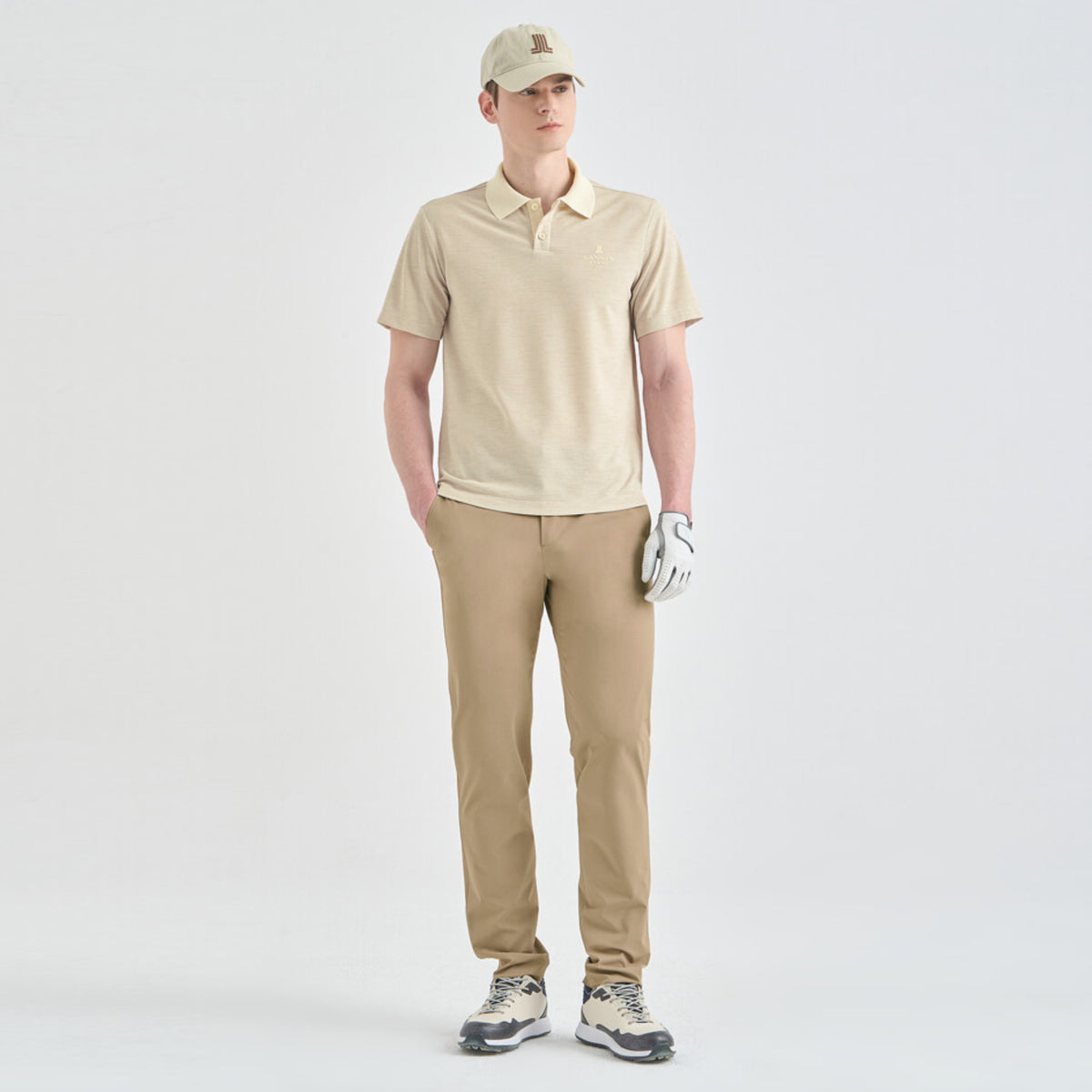 Men's Contrast Collar Polo - Khaki Beige - Erthe Golf