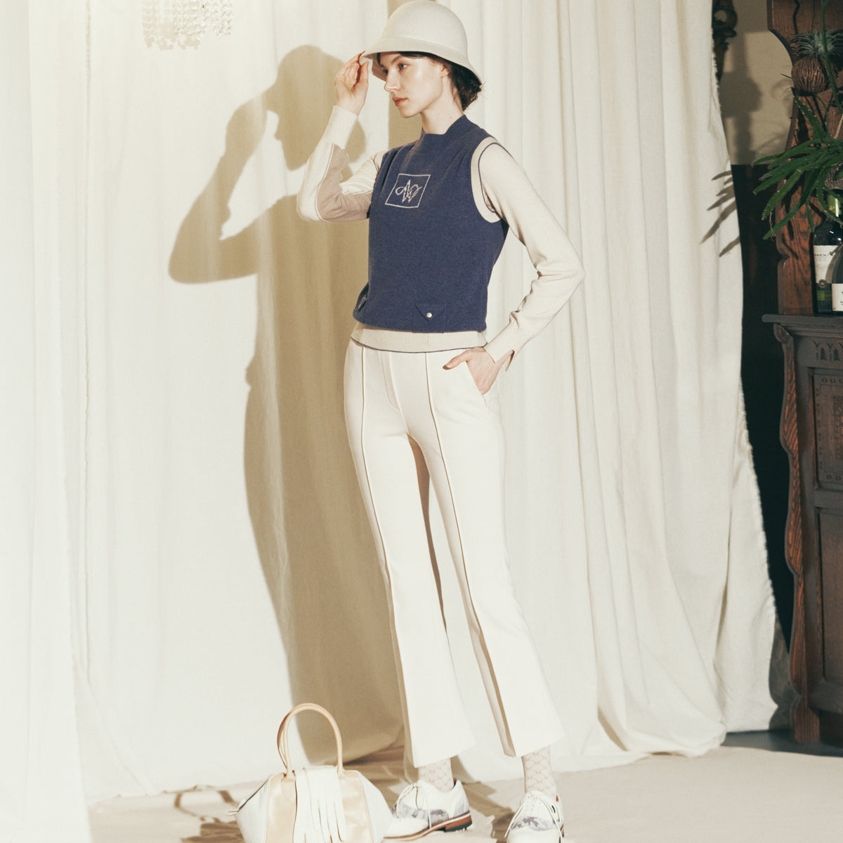 Women's Jersey Bootscut Pants - Cream - Erthe Golf