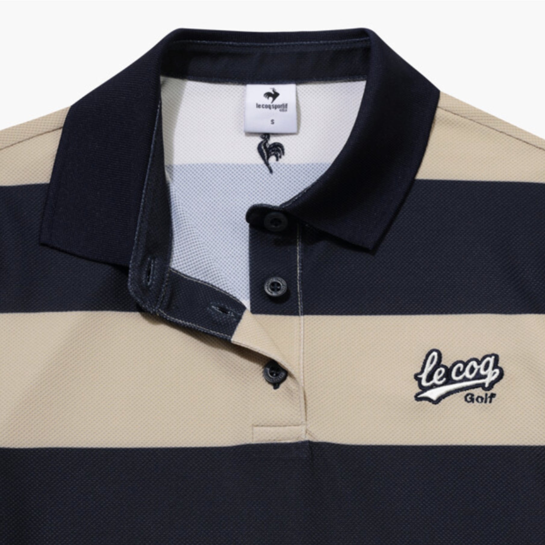 Women's Stripe Short Sleeve Polo Shirt - Beige - Erthe Golf