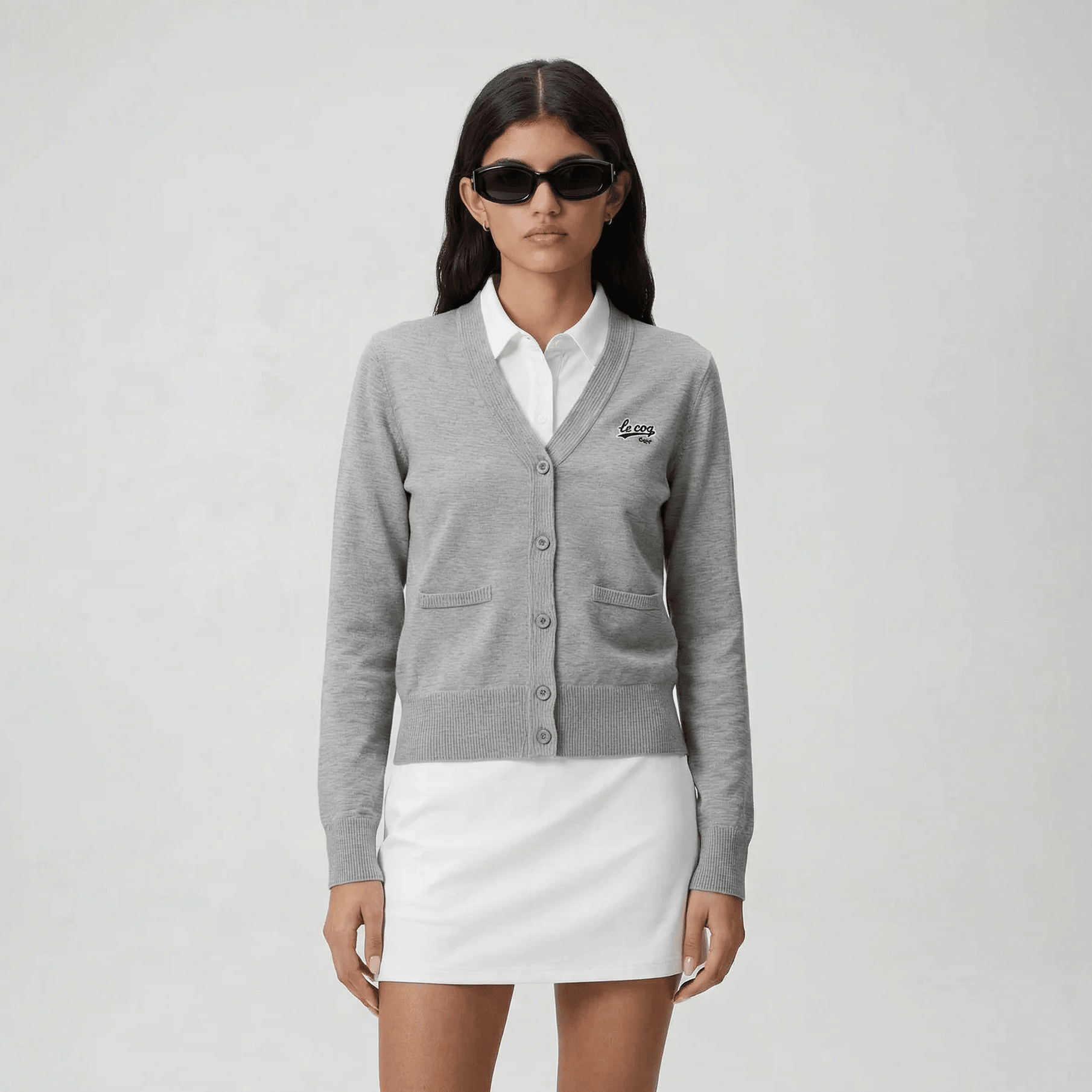 Women's Classic Cardigan - Melange Gray - Erthe Golf
