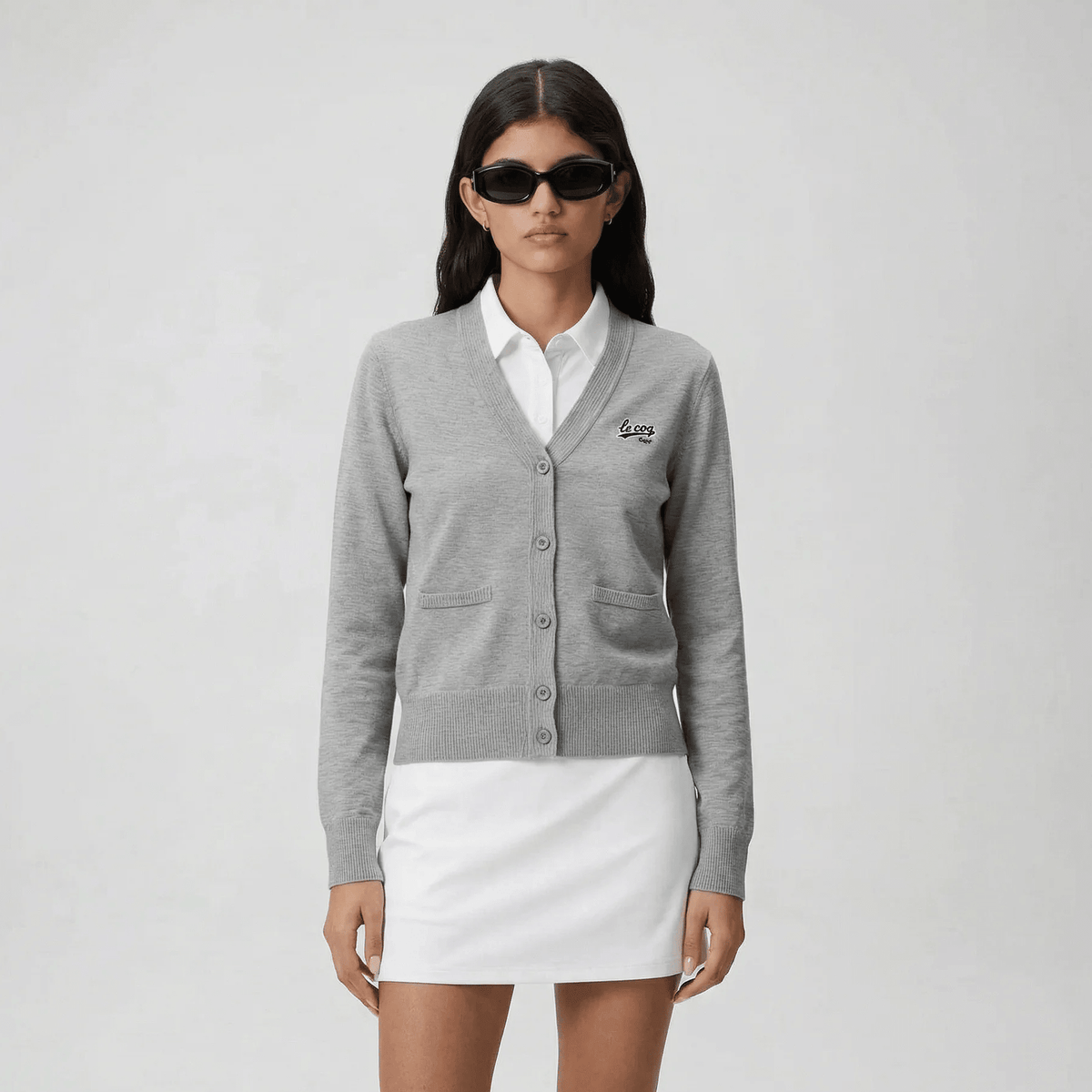 Women's Classic Cardigan - Melange Gray - Erthe Golf