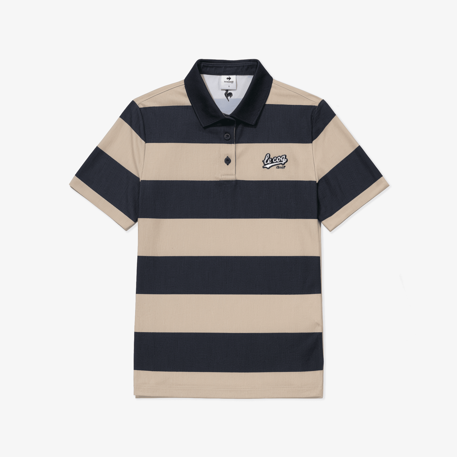 Women's Stripe Short Sleeve Polo Shirt - Beige - Erthe Golf