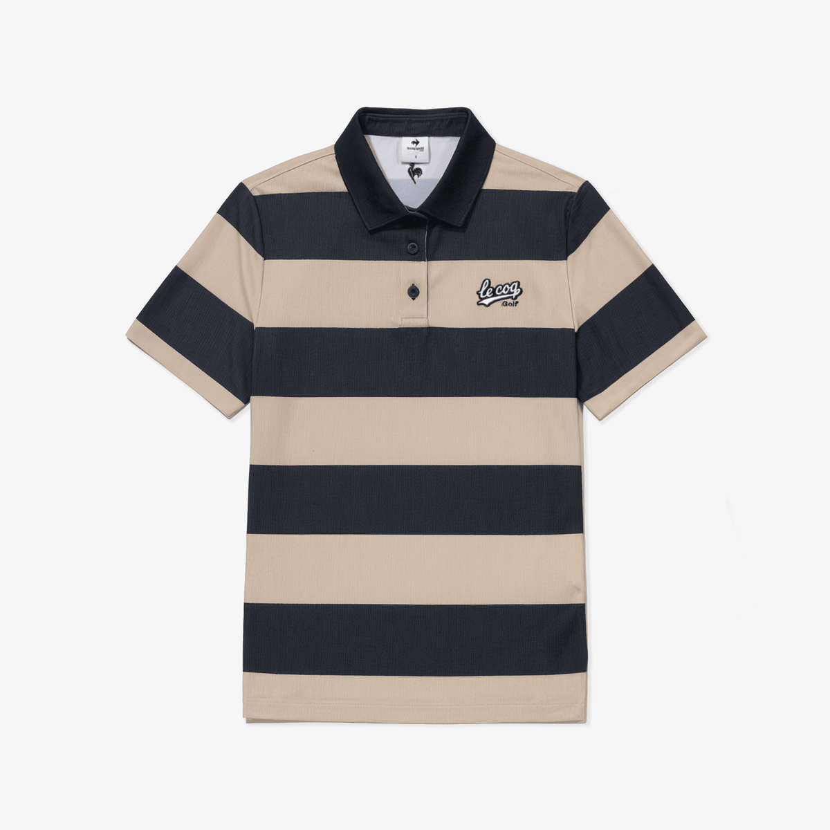 Women's Stripe Short Sleeve Polo Shirt - Beige - Erthe Golf
