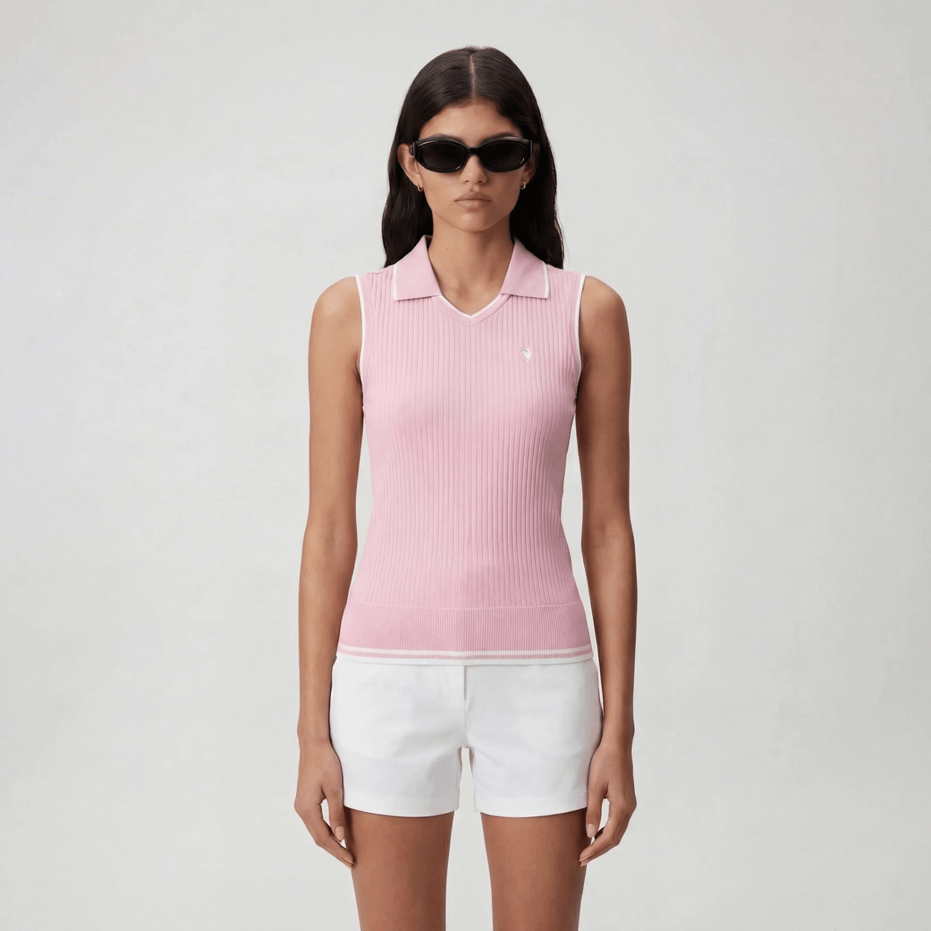 Women's Sleeveless Knit Polo - Pink - Erthe Golf