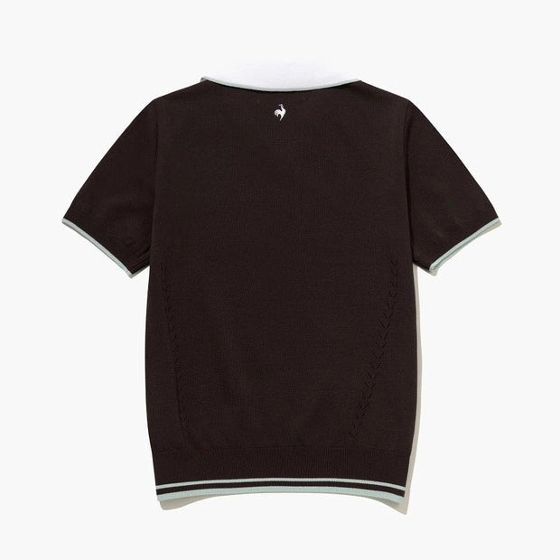 Le Coq Golf Textured Collar Sweater Black - Erthe Golf