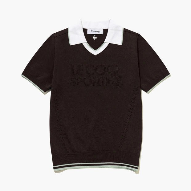 Le Coq Golf Textured Collar Sweater Black - Erthe Golf