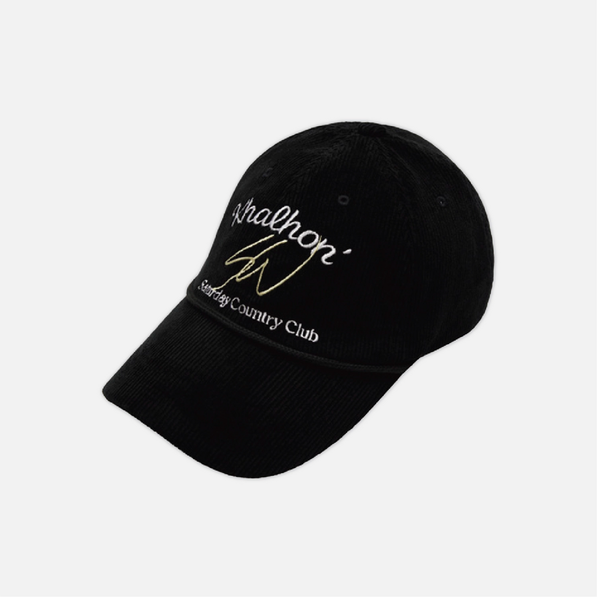A washed blue denim baseball cap with an embroidered white oval logo on the front that reads 'Mike & Michelle'.