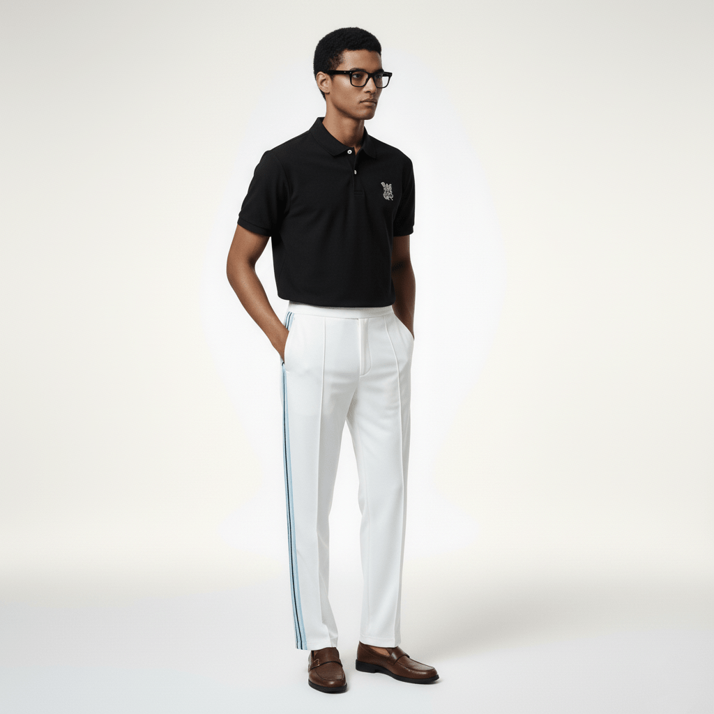 Keypote Men Polo Pants Set - Black/White - Erthe Golf