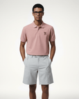 Men Polo Shorts Set - Pink/Grey - Erthe Golf