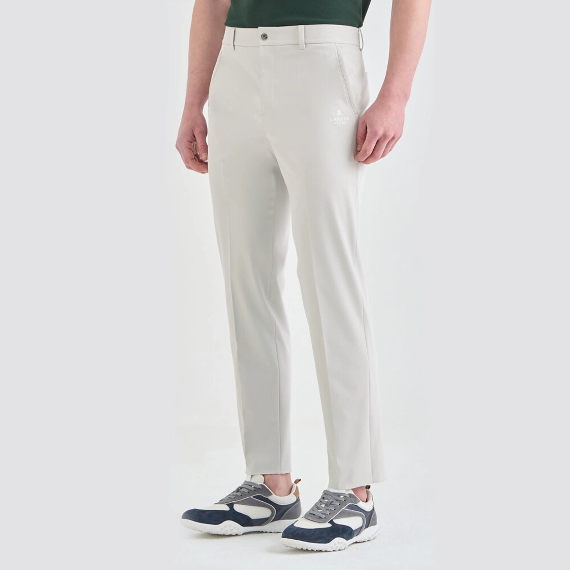 Men's Back - Banded Straight Pants - White Grey - Erthe Golf