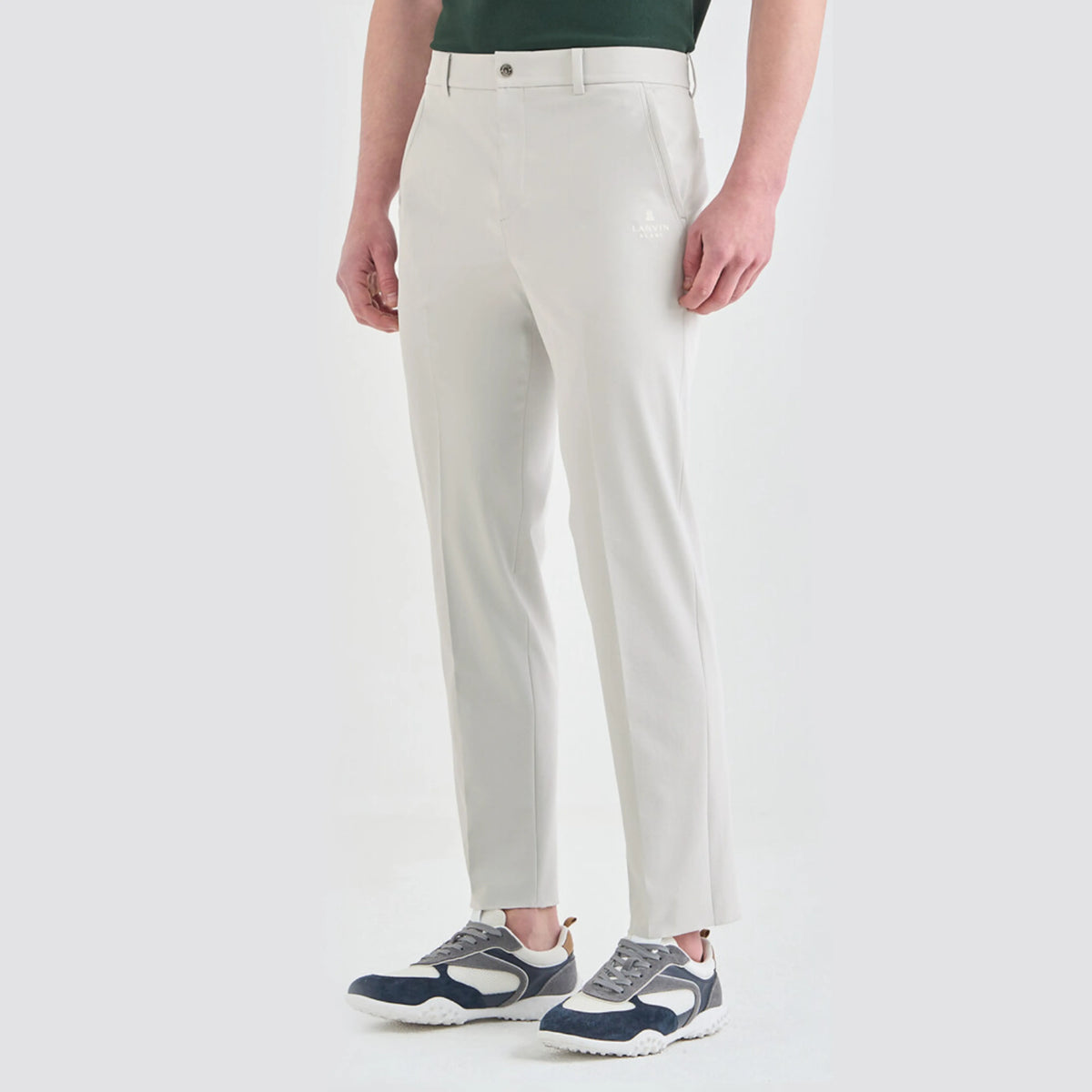 Men's Back - Banded Straight Pants - White Grey - Erthe Golf