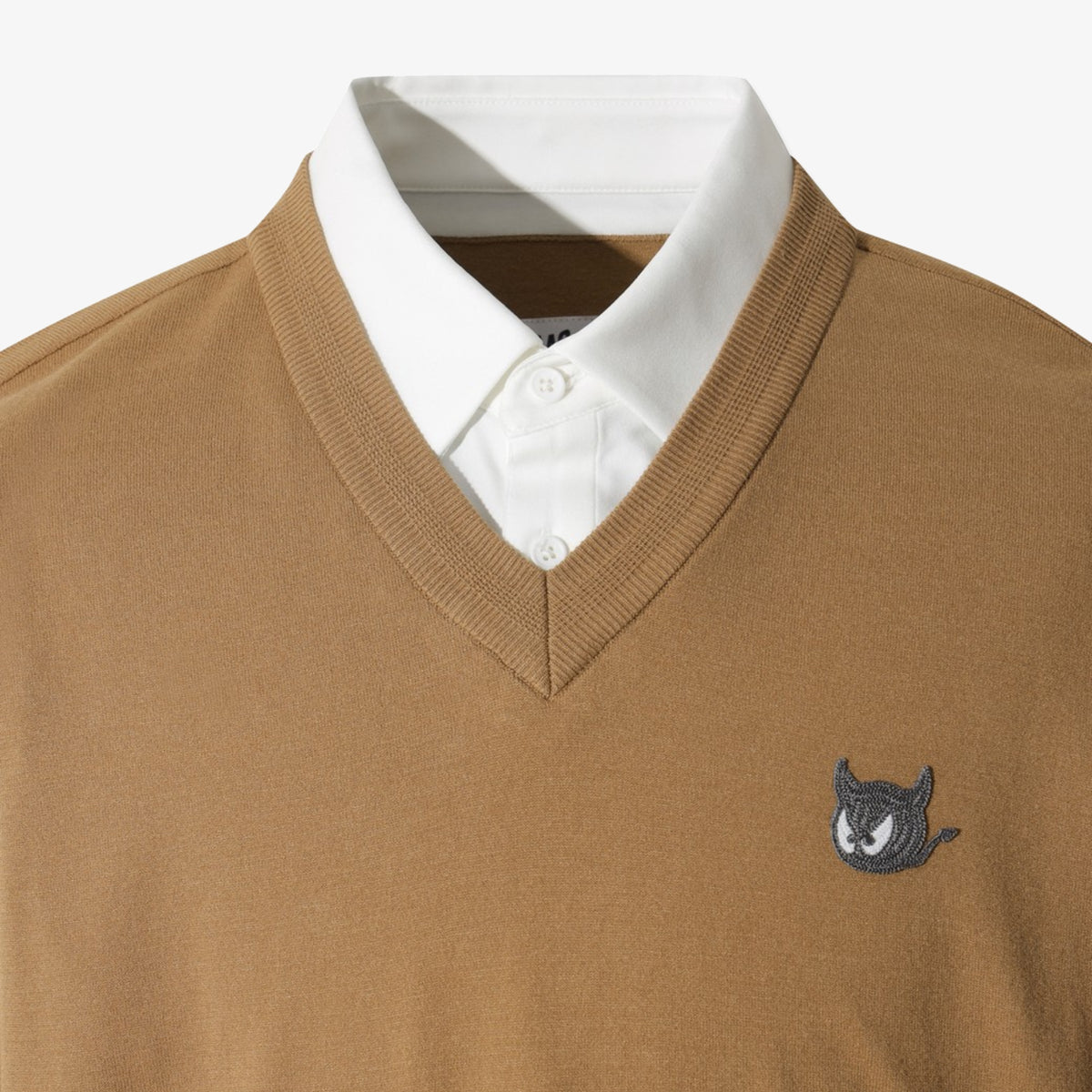Men's Collared V - Neck Sweater - Beige - Erthe Golf