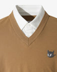 Men's Collared V - Neck Sweater - Beige - Erthe Golf