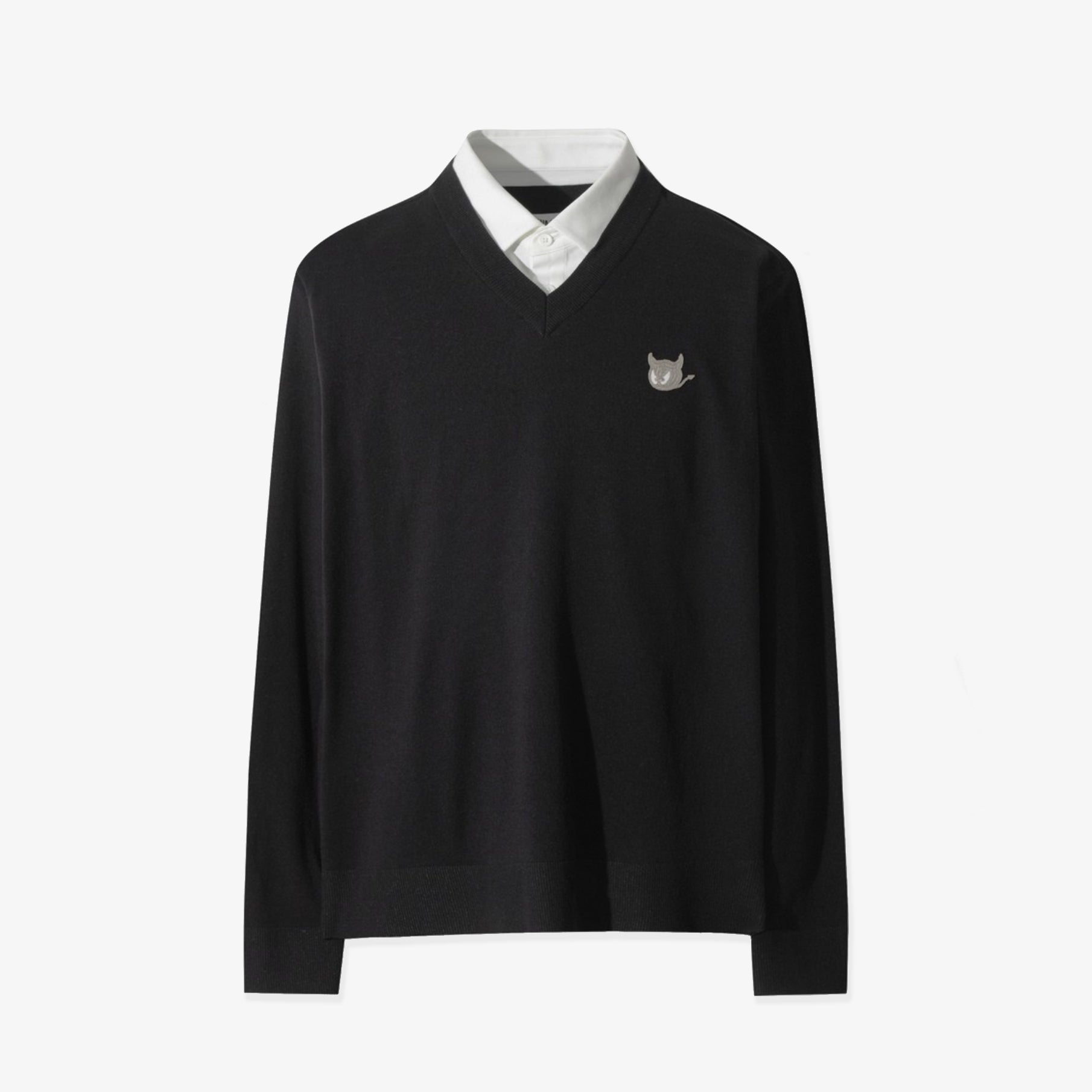 Men's Collared V - Neck Sweater - Black - Erthe Golf