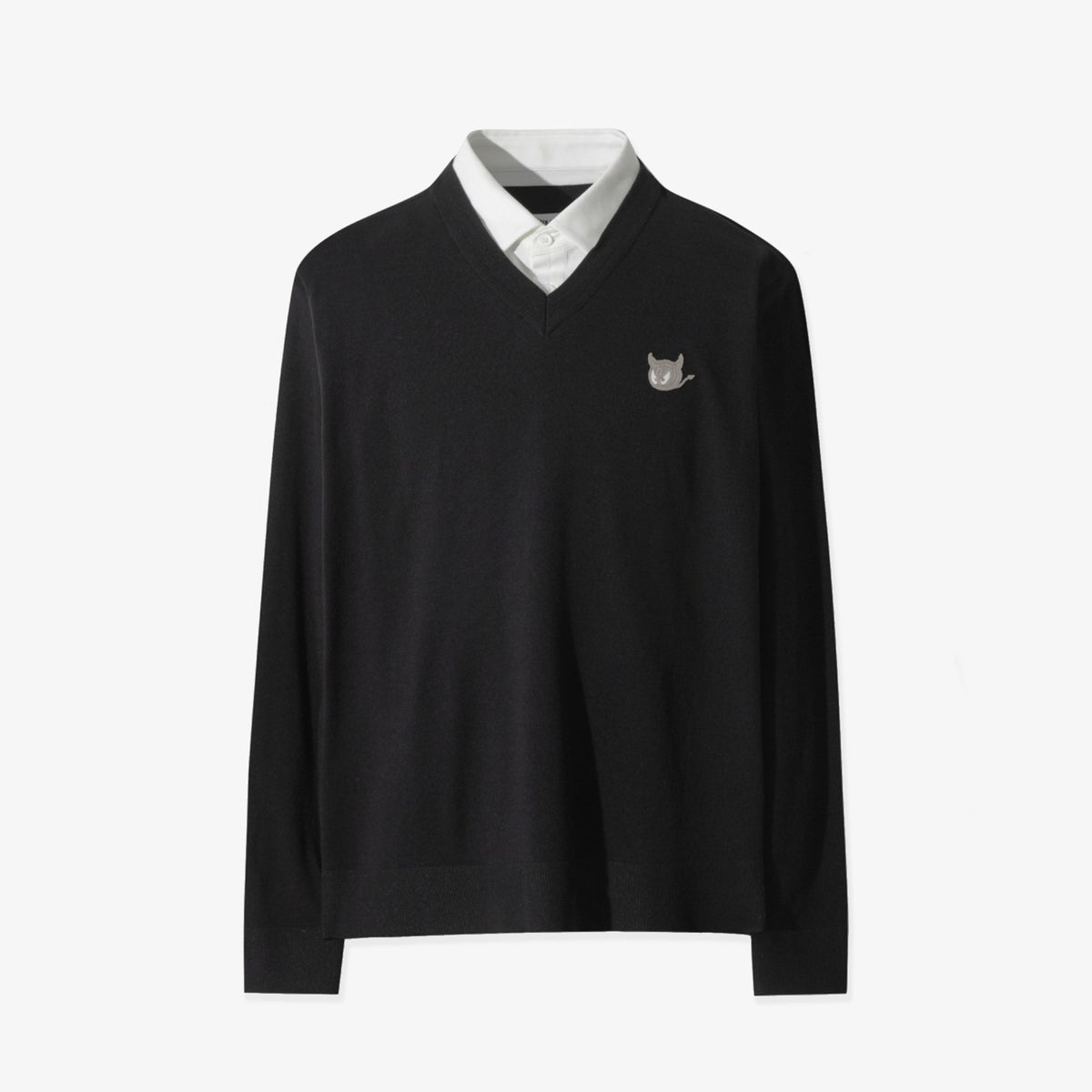 Men's Collared V - Neck Sweater - Black - Erthe Golf