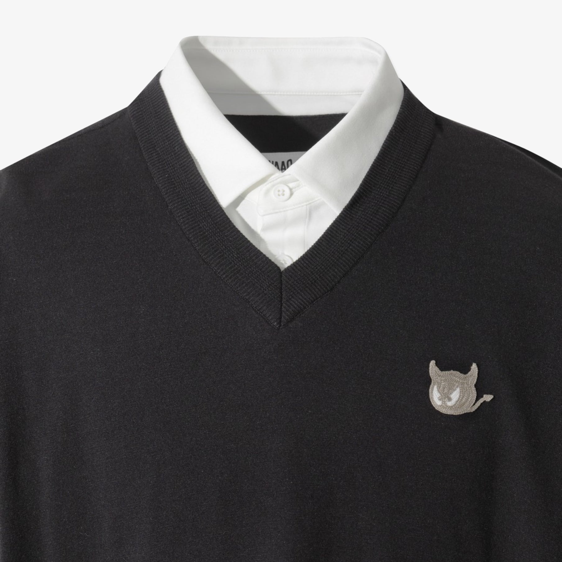 Men's Collared V - Neck Sweater - Black - Erthe Golf